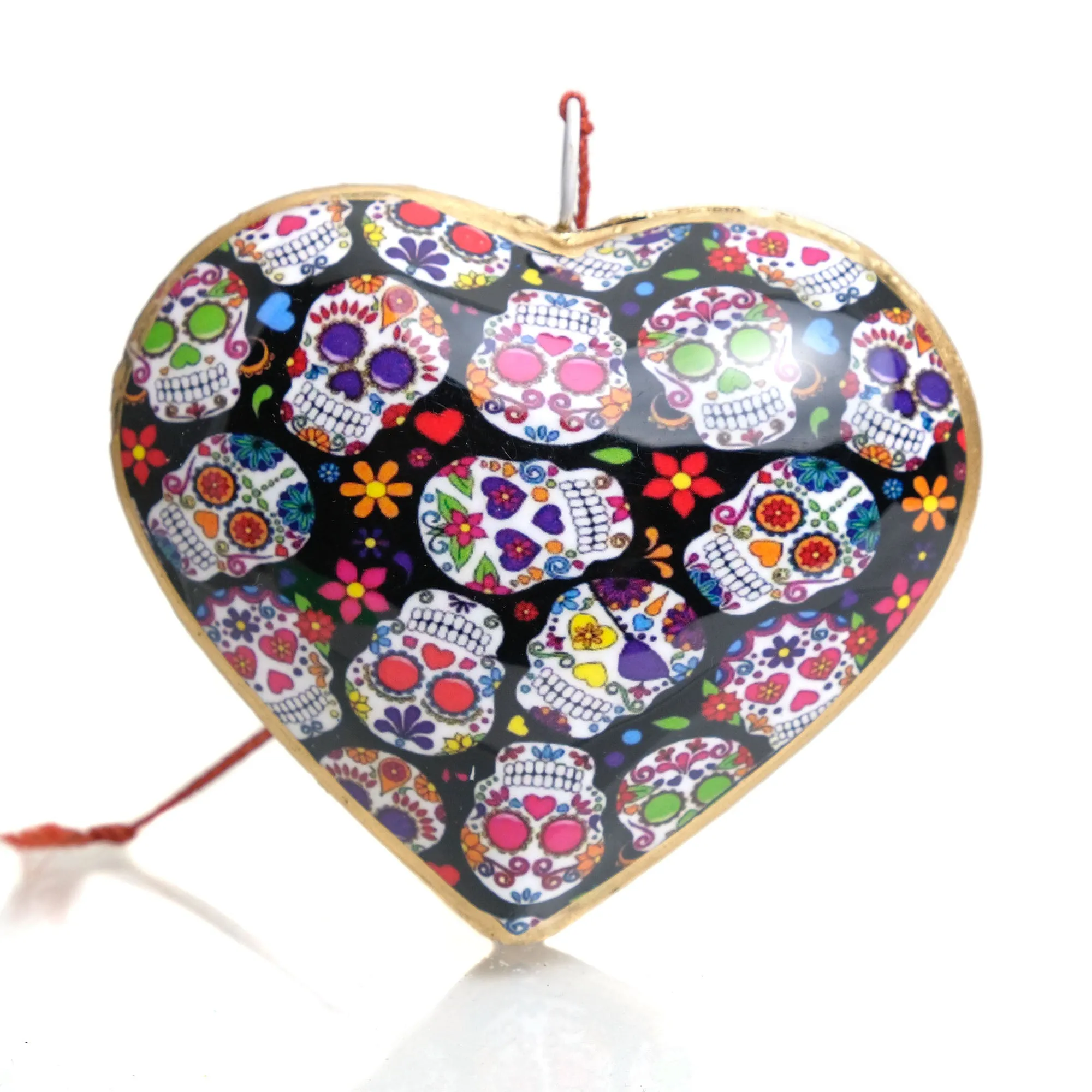 Sugar Skull Heart Ornament - Image 2