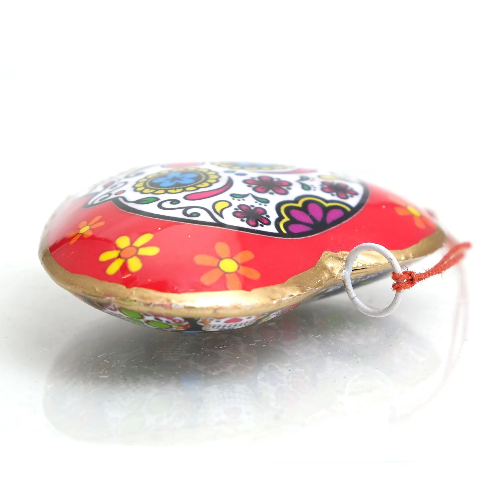 Sugar Skull Heart Ornament - Image 3