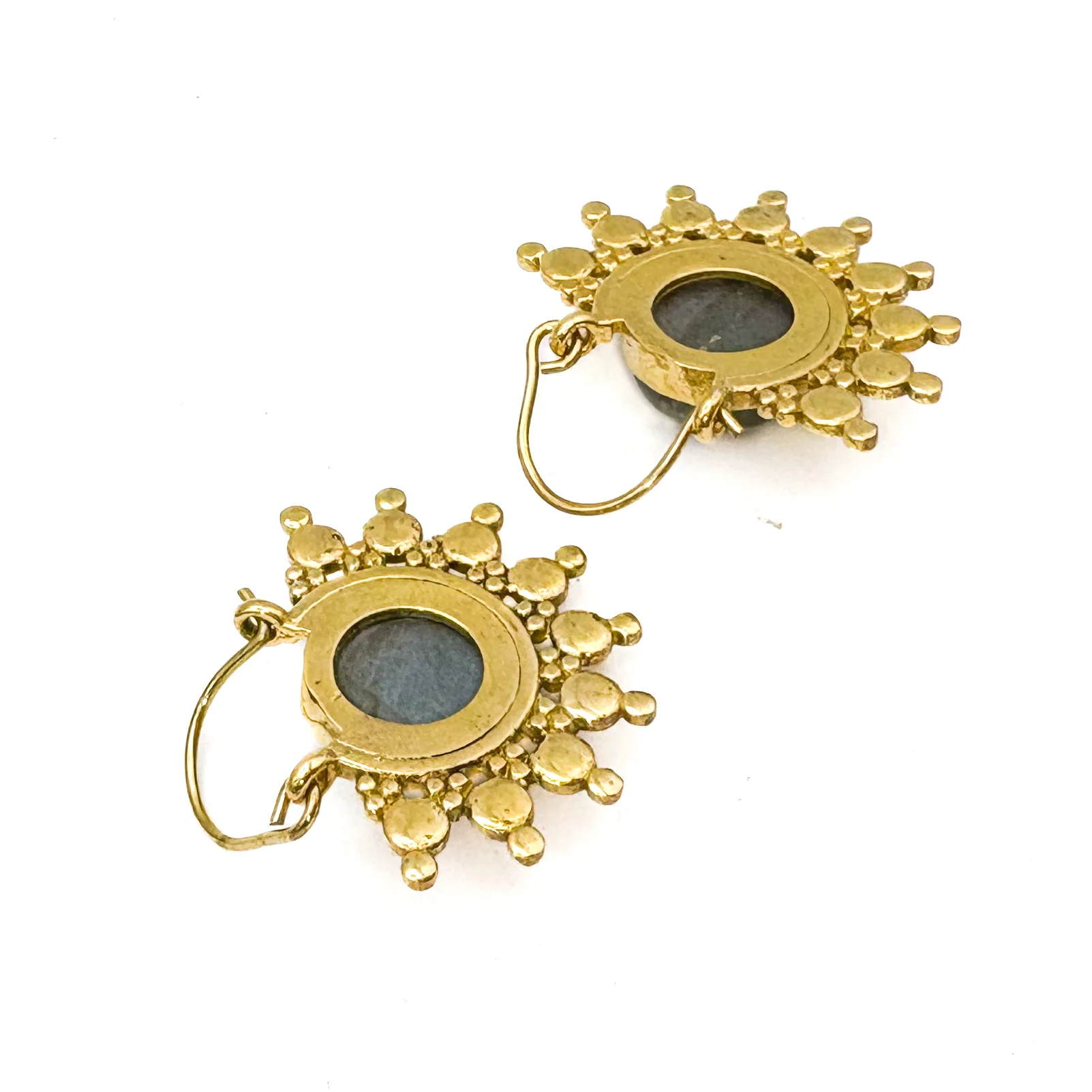 Sun Ray Labradorite Brass Earrings - Image 6