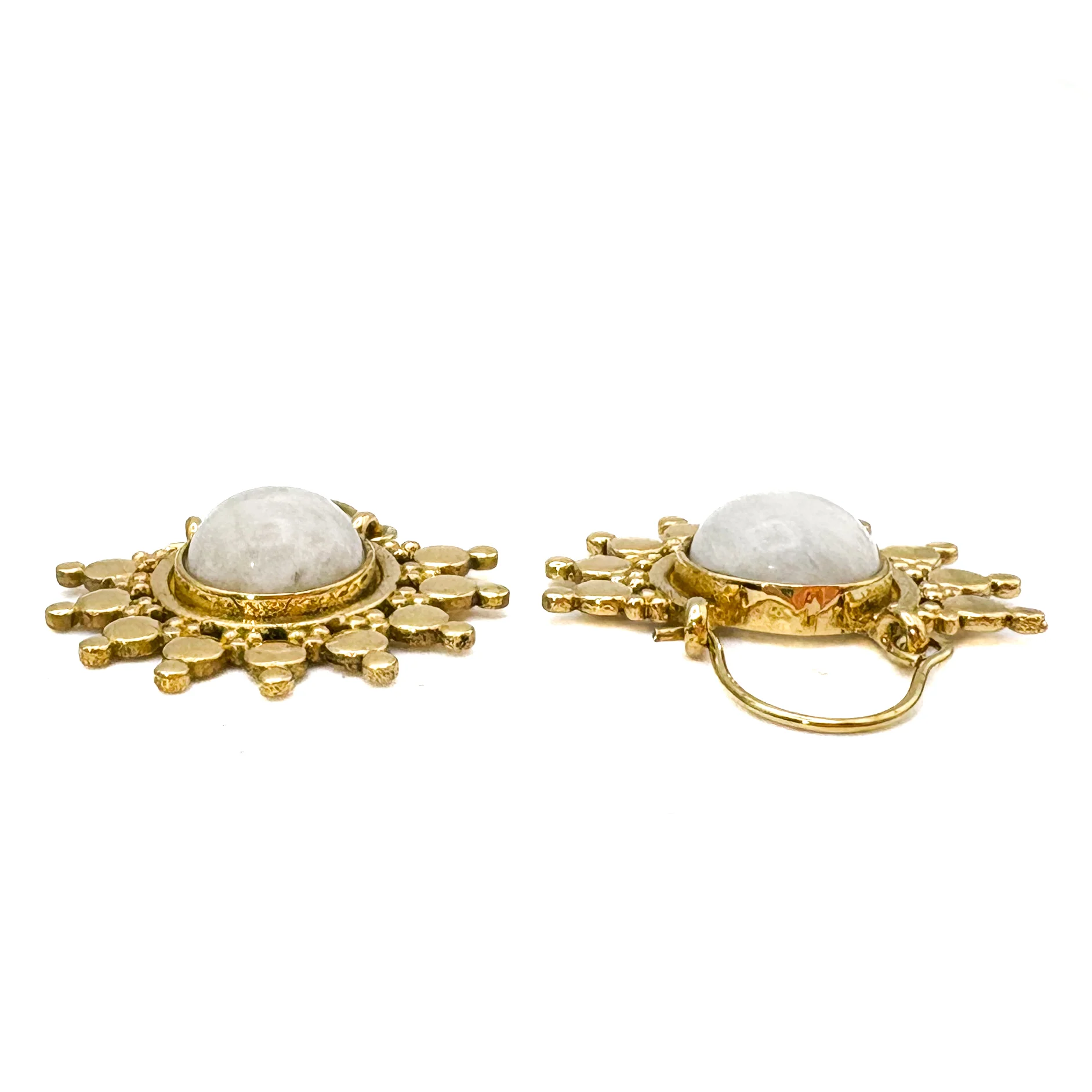 Sun Ray Moonstone Brass Earrings - Image 5
