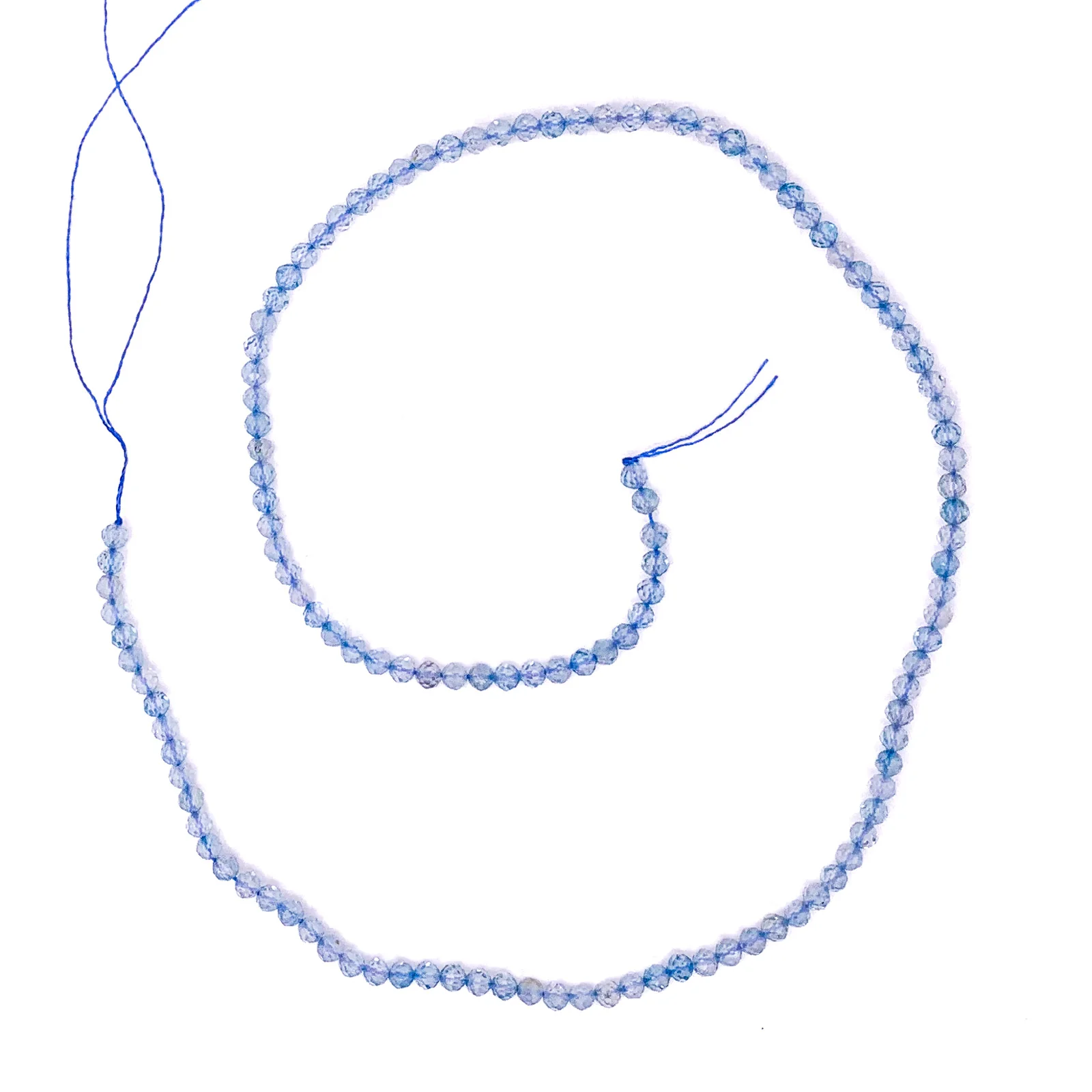 Swiss Blue Topaz. 3.5mm Faceted Rounds Bead Strand - Image 2