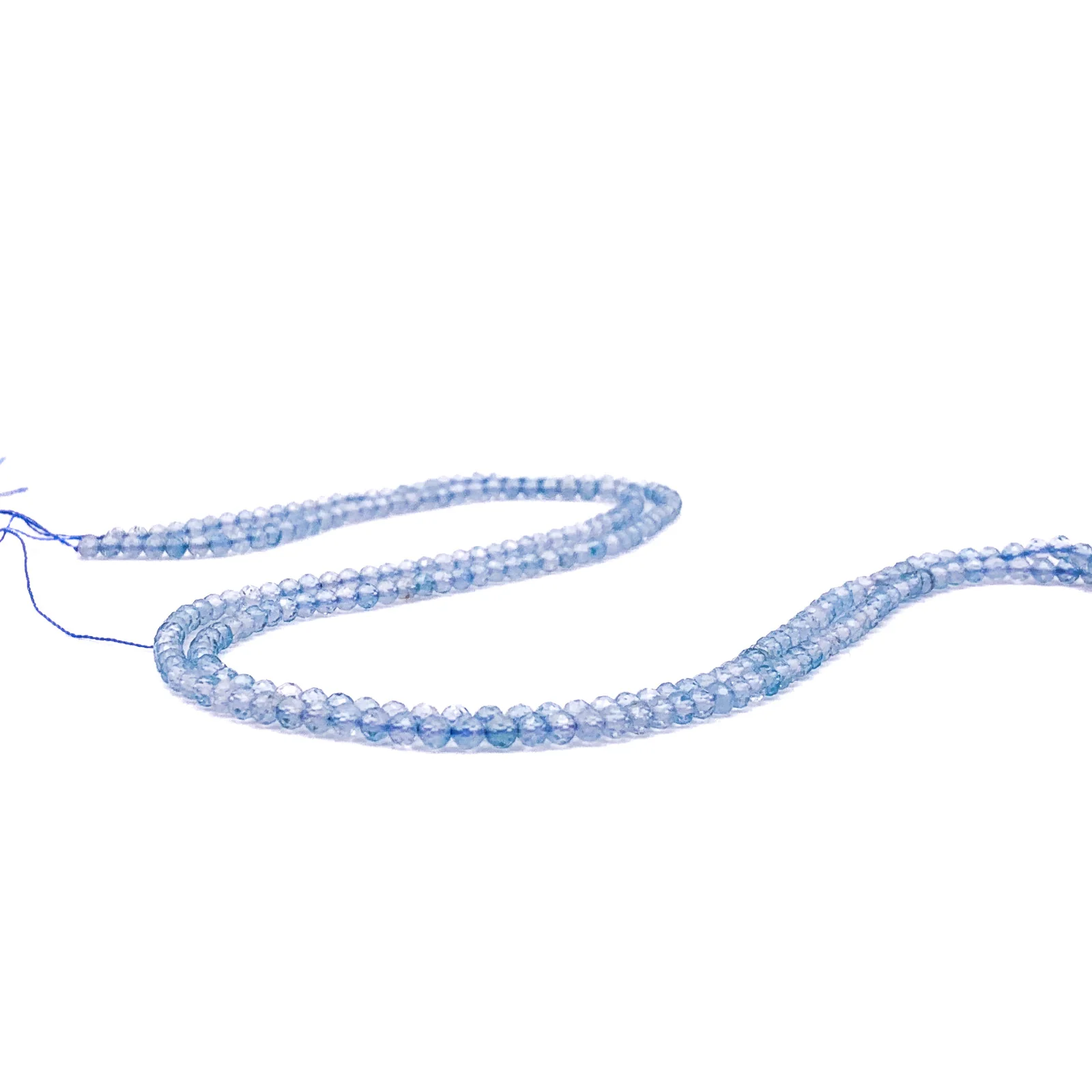Swiss Blue Topaz. 3.5mm Faceted Rounds Bead Strand - Image 3