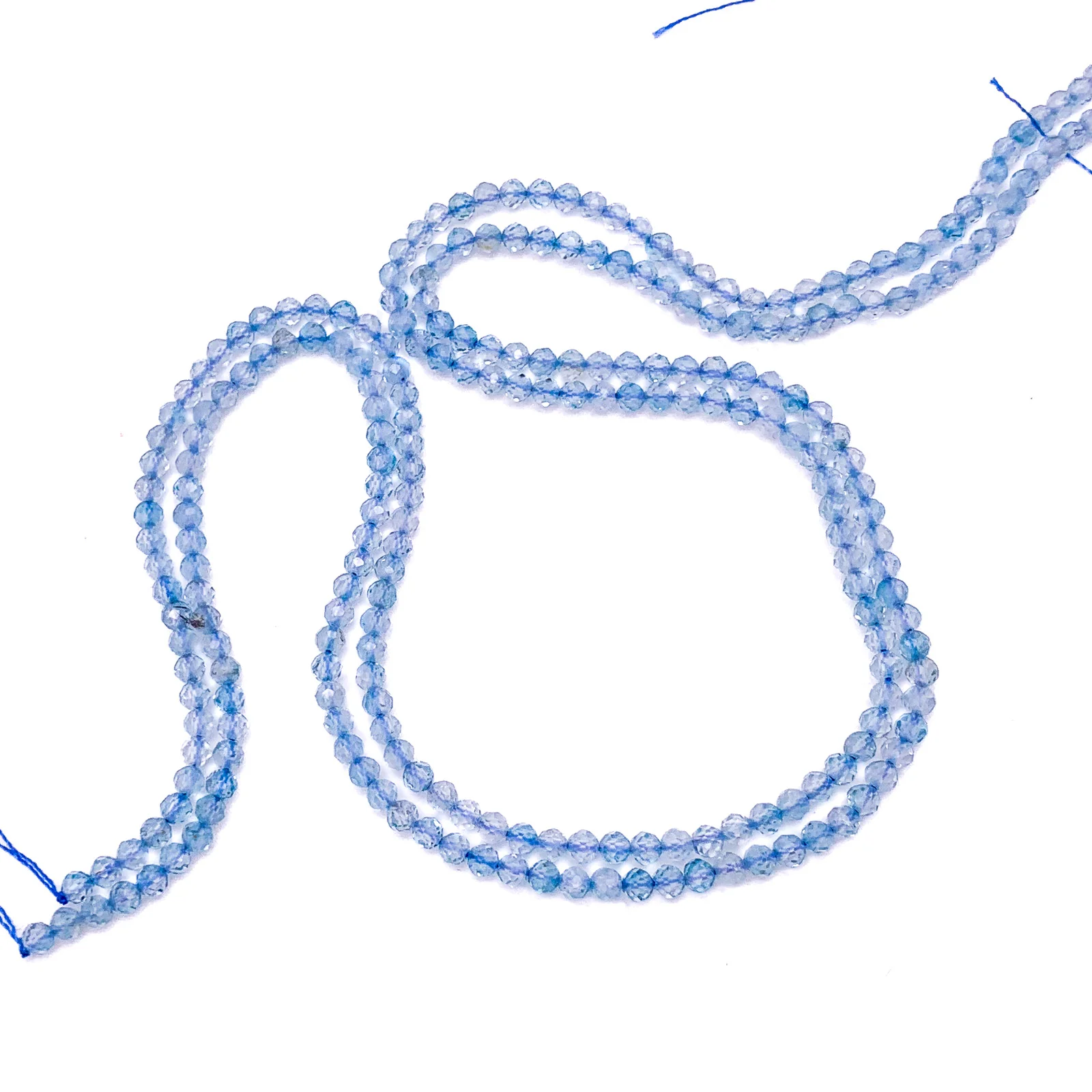 Swiss Blue Topaz. 3.5mm Faceted Rounds Bead Strand - Image 5
