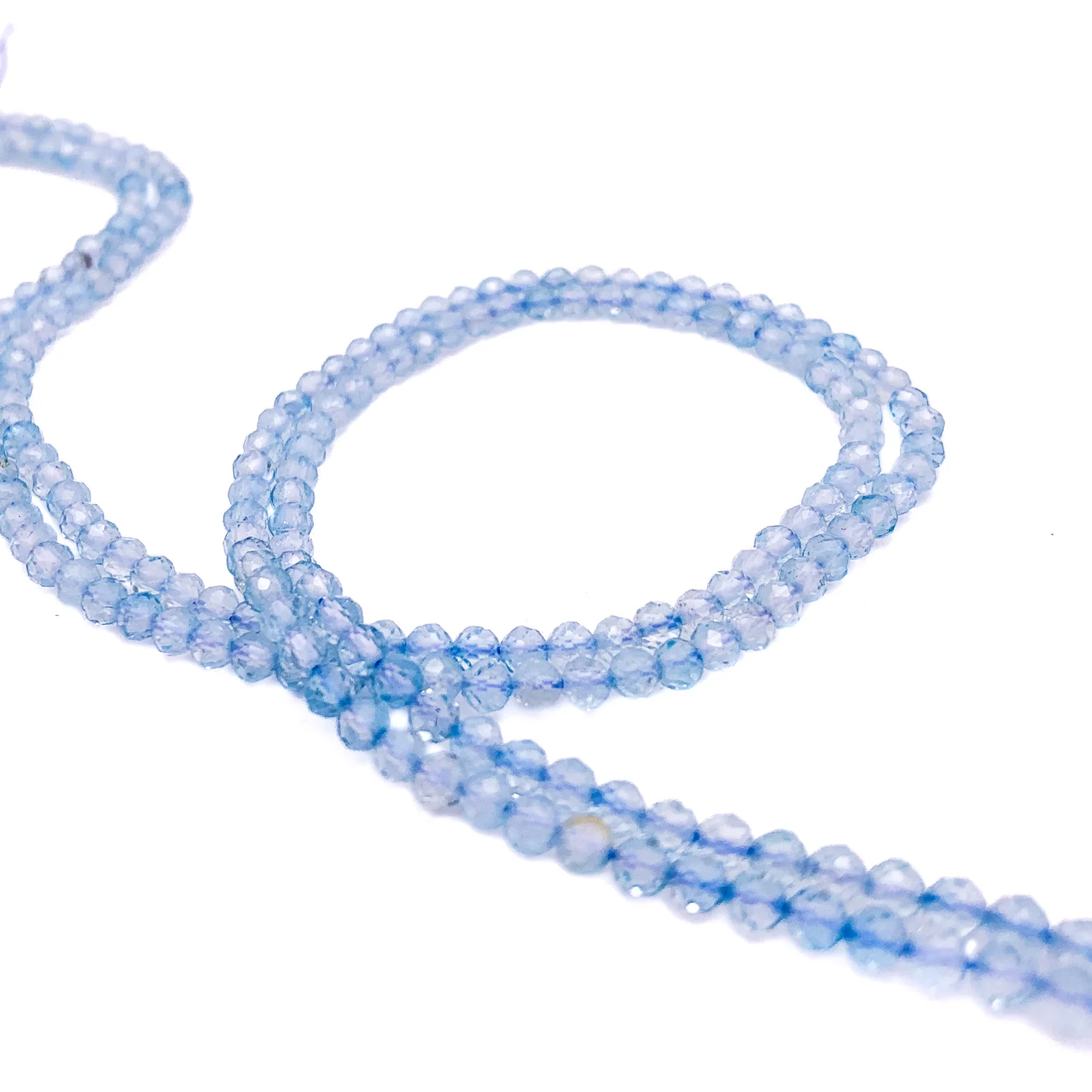 Swiss Blue Topaz. 3.5mm Faceted Rounds Bead Strand - Image 6
