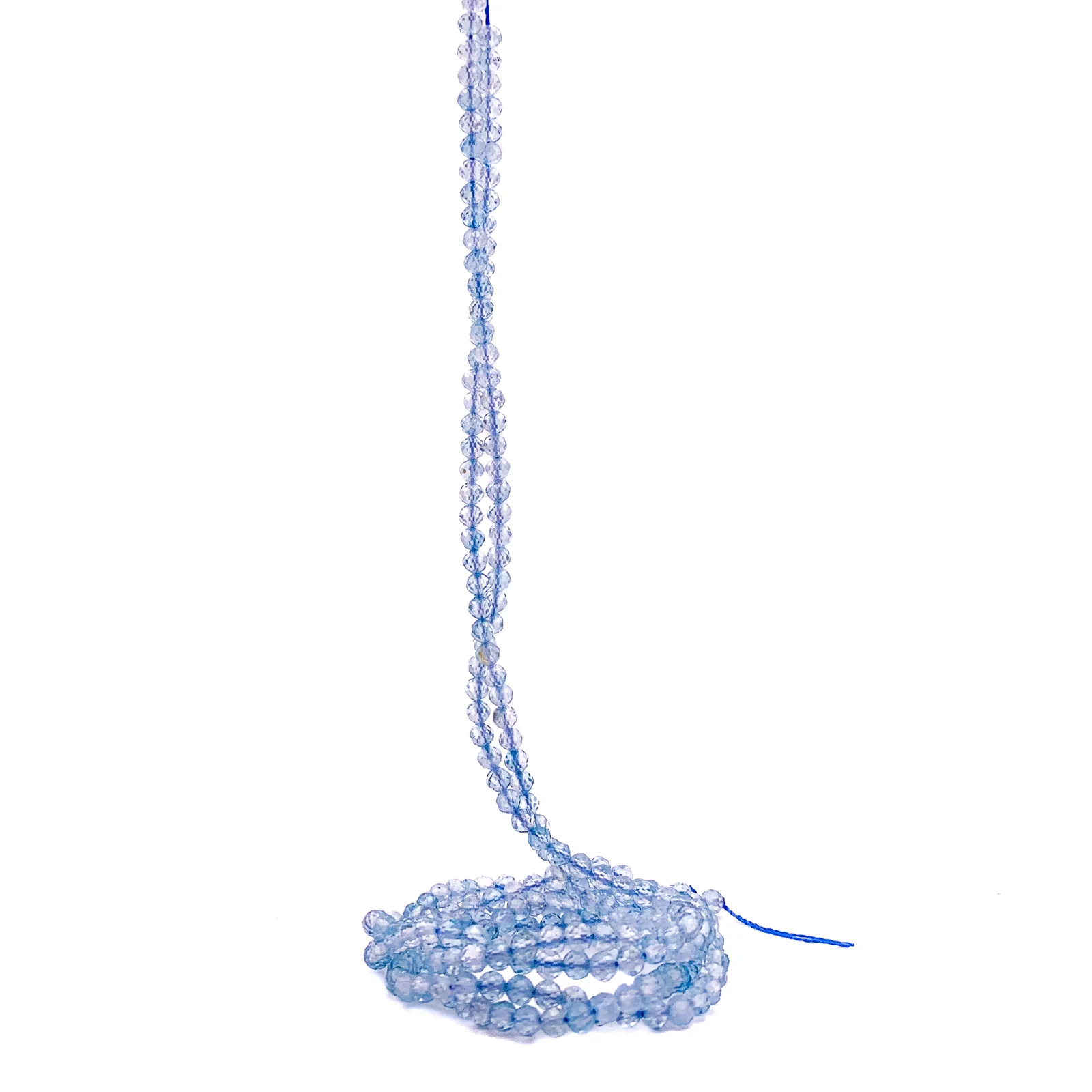 Swiss Blue Topaz. 3.5mm Faceted Rounds Bead Strand - Image 7