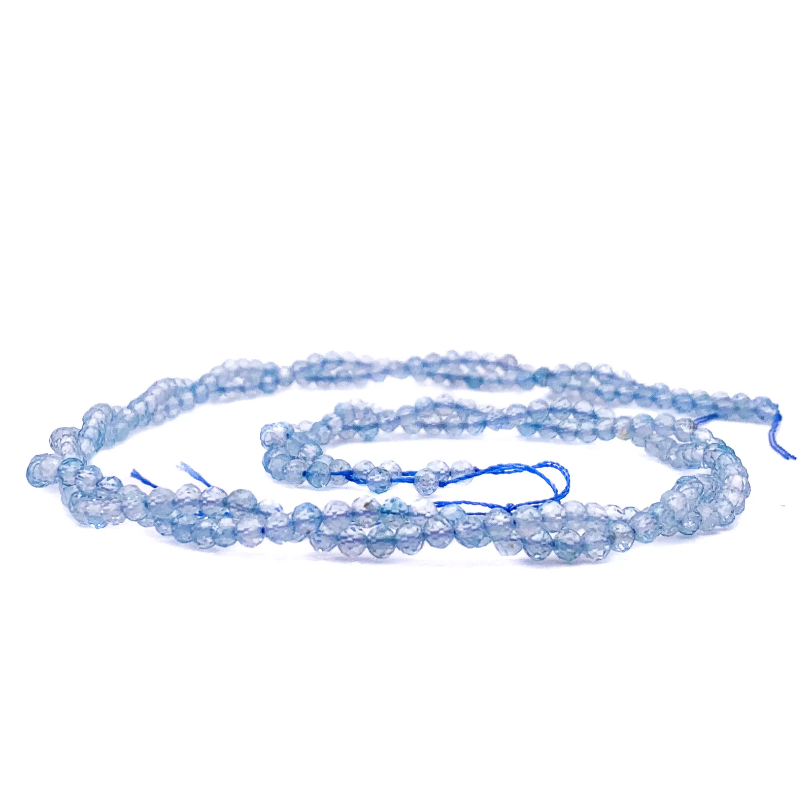 Swiss Blue Topaz. 3.5mm Faceted Rounds Bead Strand - Image 8