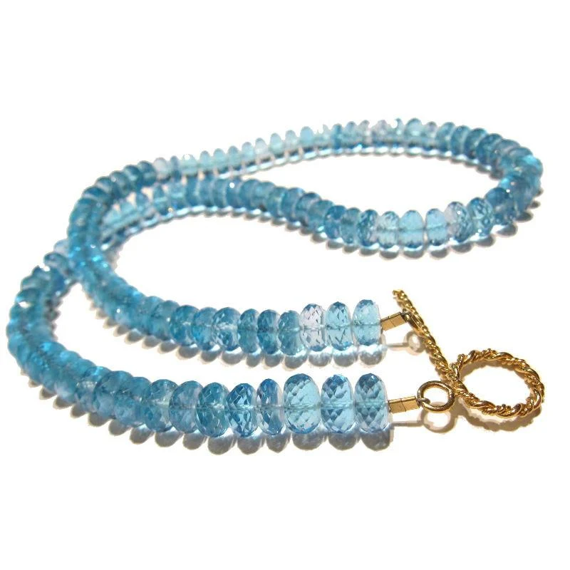 Swiss Blue Topaz Necklace with Gold Filled Toggle Clasp - Image 3