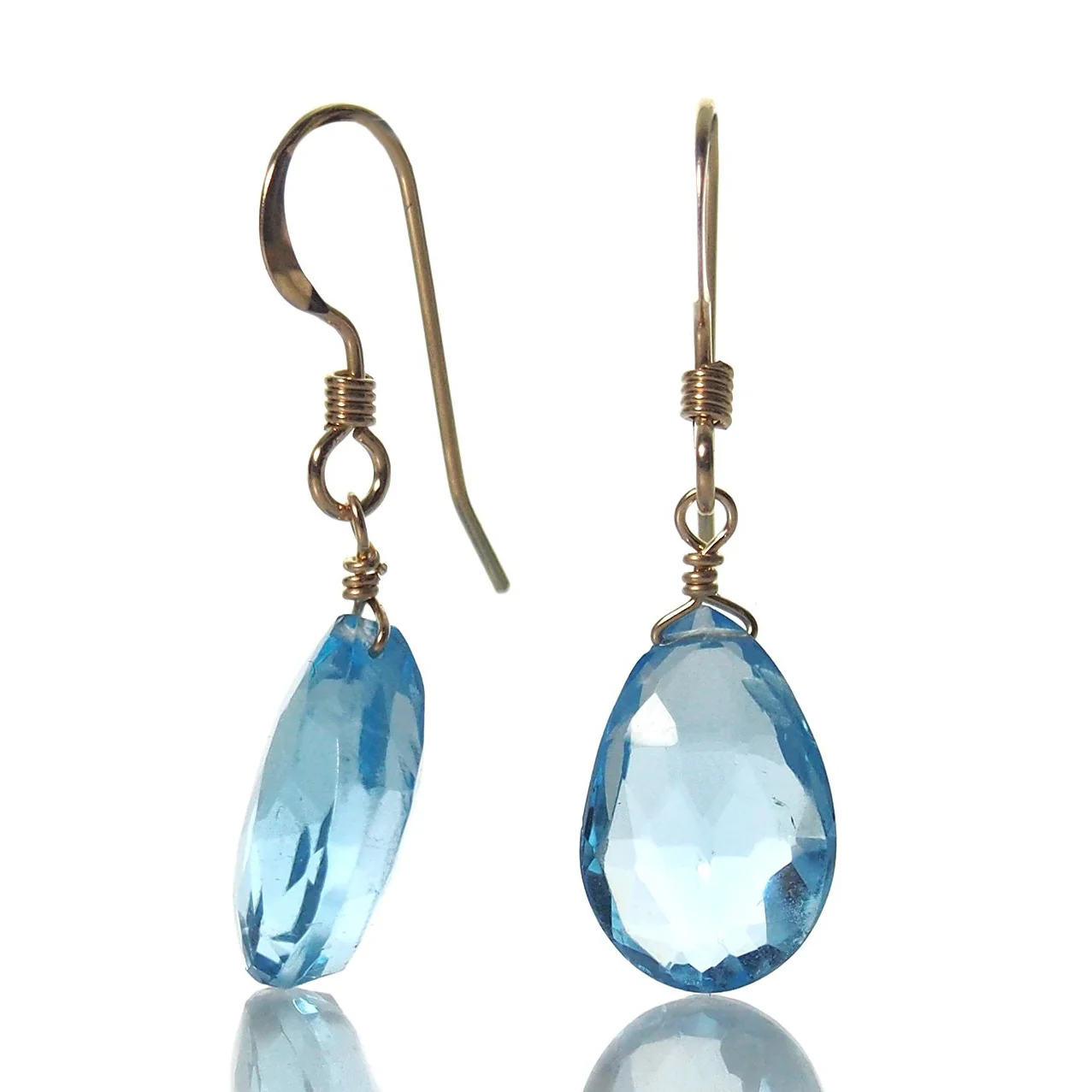 Swiss Blue Topaz Earrings with Gold Filled French Earwires - Image 2