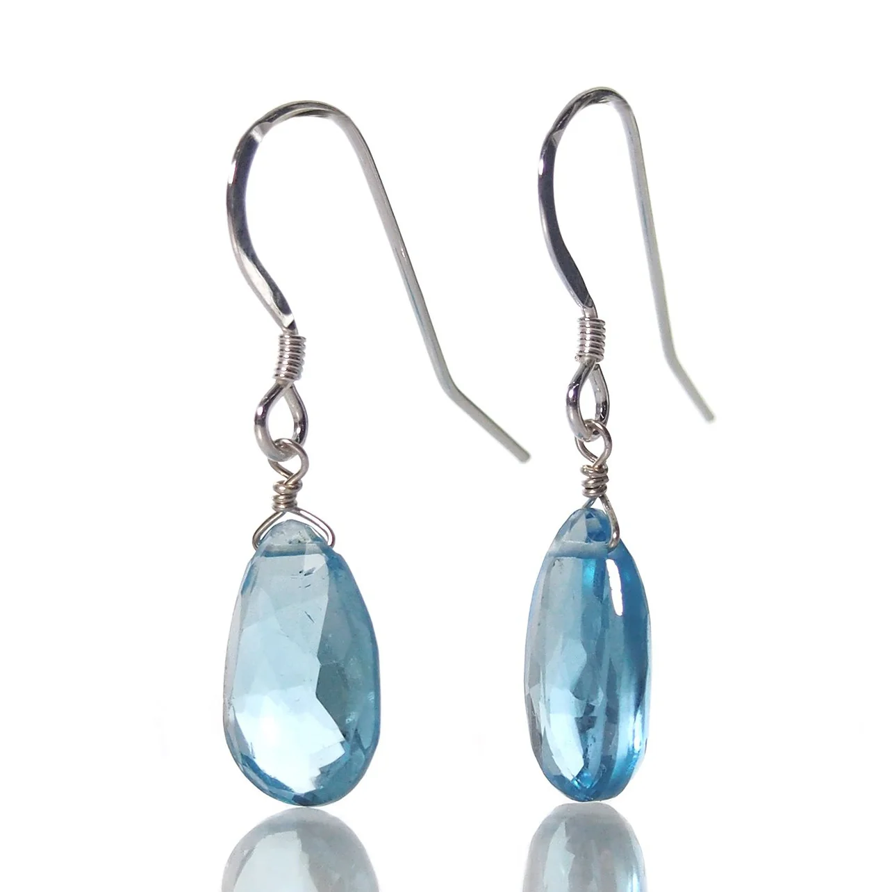 Swiss Blue Topaz Earrings with Sterling Silver French Earwires - Image 2