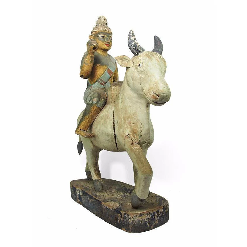 Temple Guardian Astride Brahma Bull Ca.1940 - Image 2