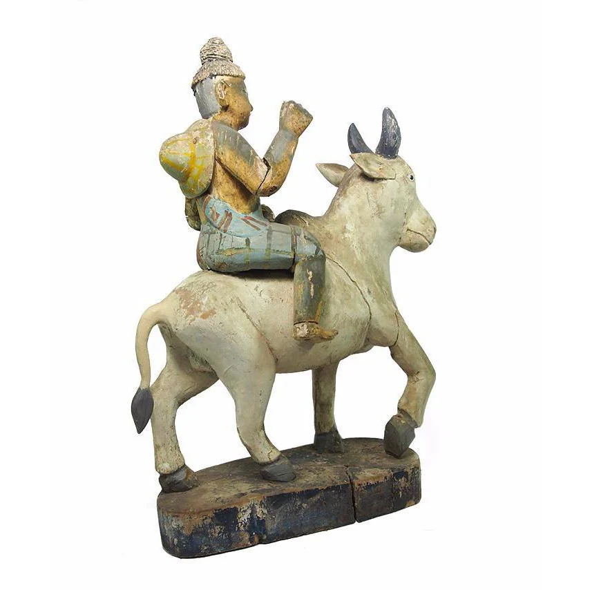 Temple Guardian Astride Brahma Bull Ca.1940 - Image 4