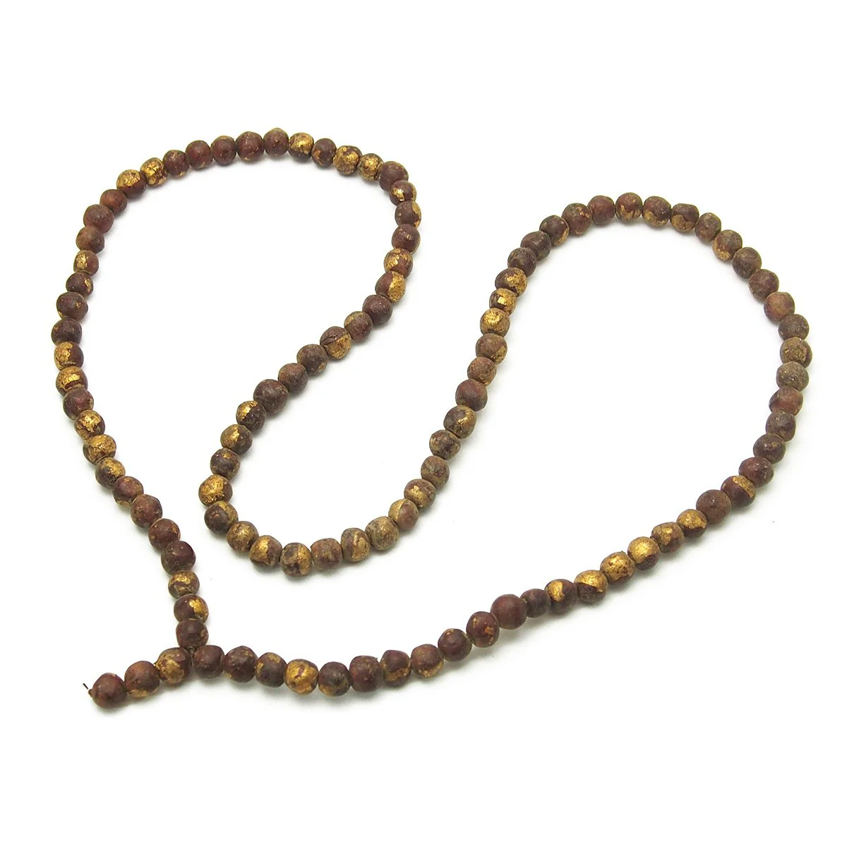 Terra Cotta Gold Leaf Mala 10mm - Image 4