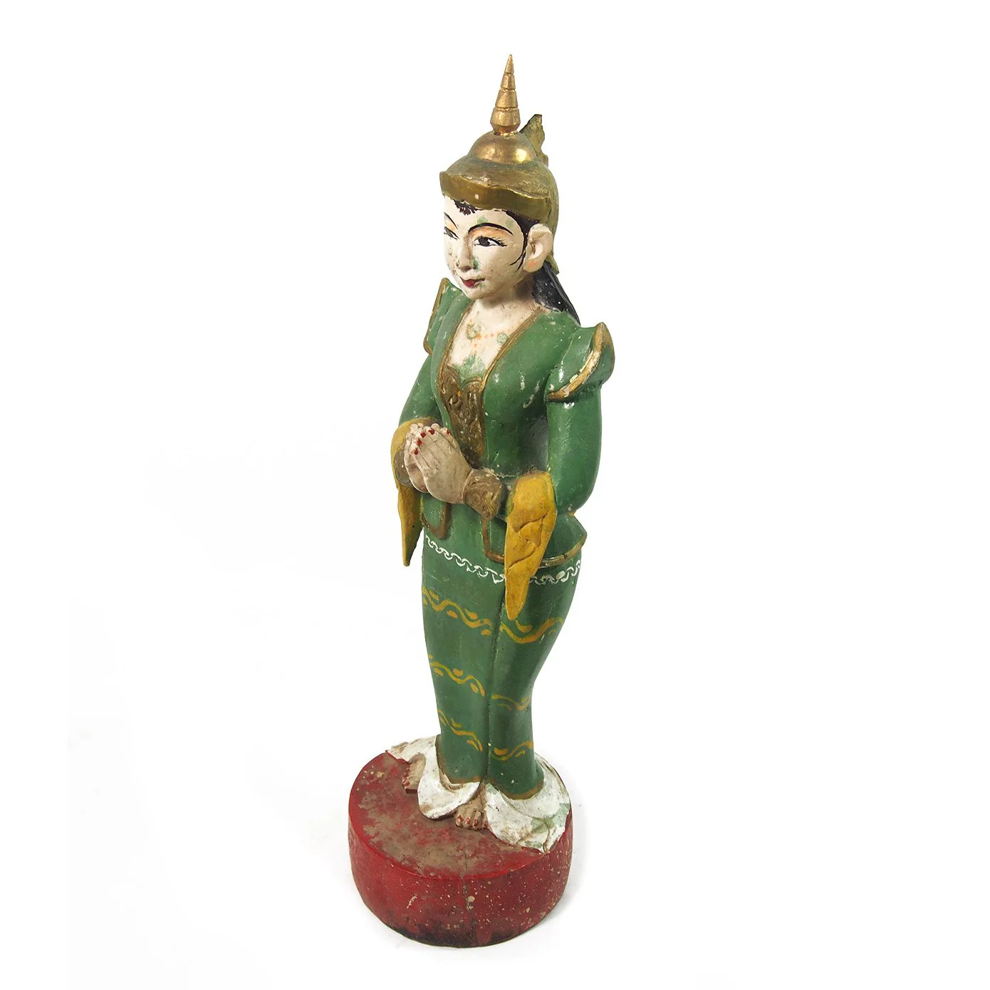 Temple Warrior Guardian Nat Green Robed Female Figure - Image 2