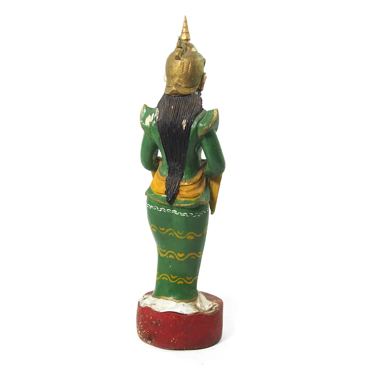 Temple Warrior Guardian Nat Green Robed Female Figure - Image 3