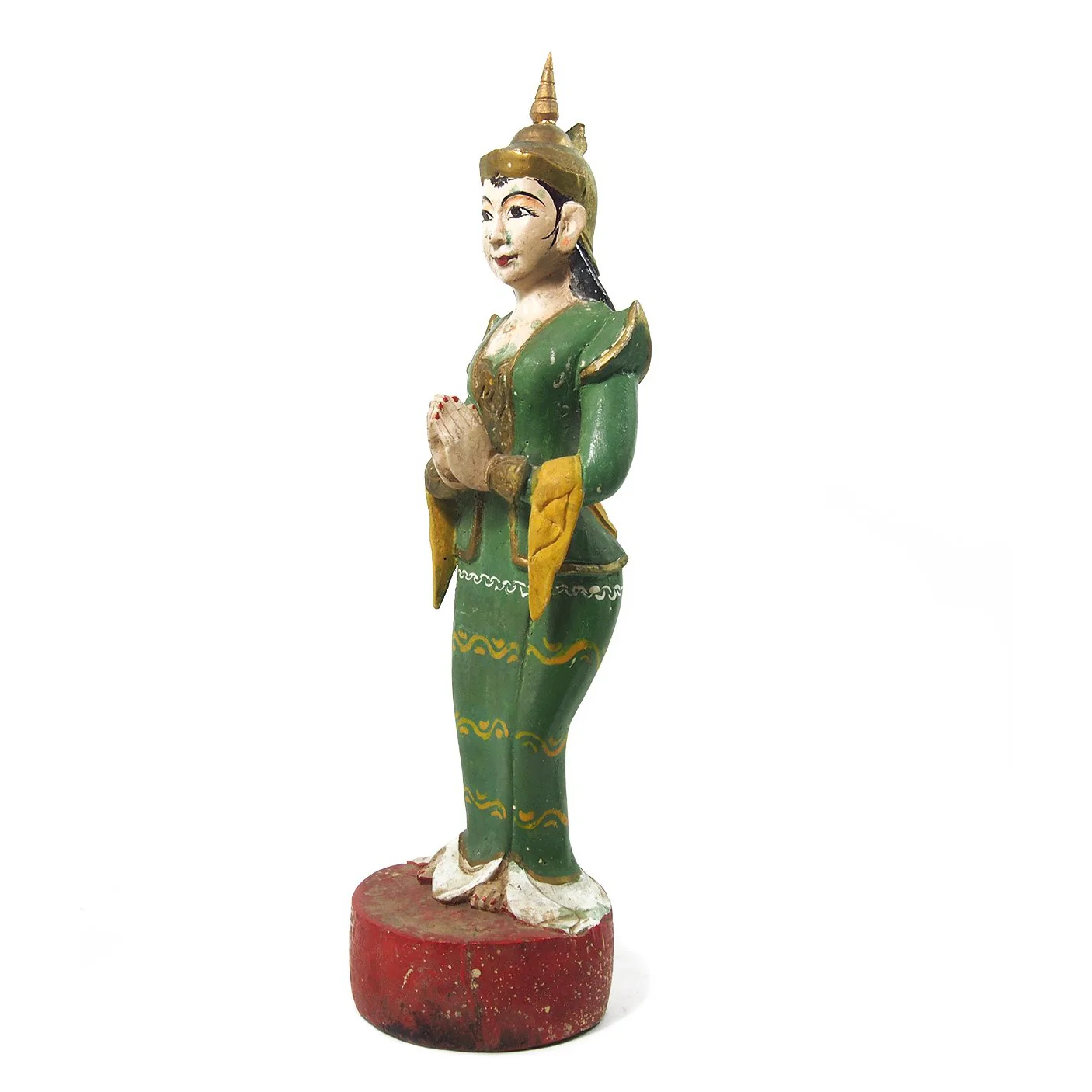 Temple Warrior Guardian Nat Green Robed Female Figure - Image 4