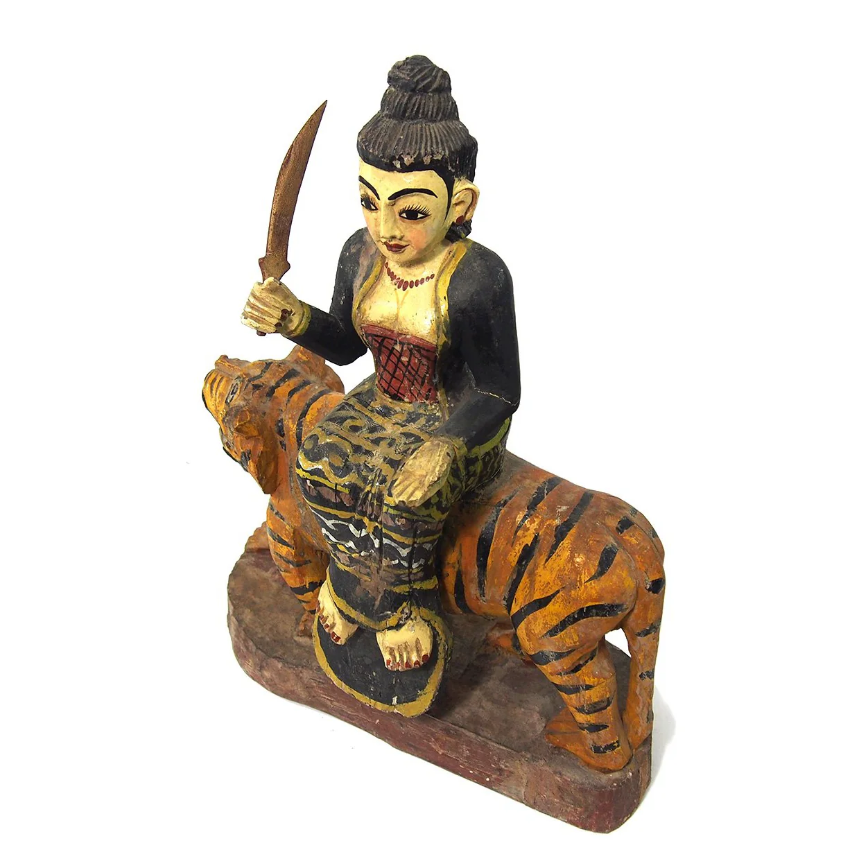 Goddess Durga on a Tiger Temple Guardian Figure from Burma 1 - Image 4
