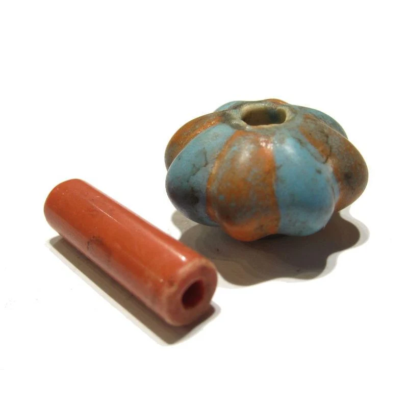 Tibetan Style "Coral and Turquoise Glass" Melon Bead Necklace/Strand or Loose - Image 6