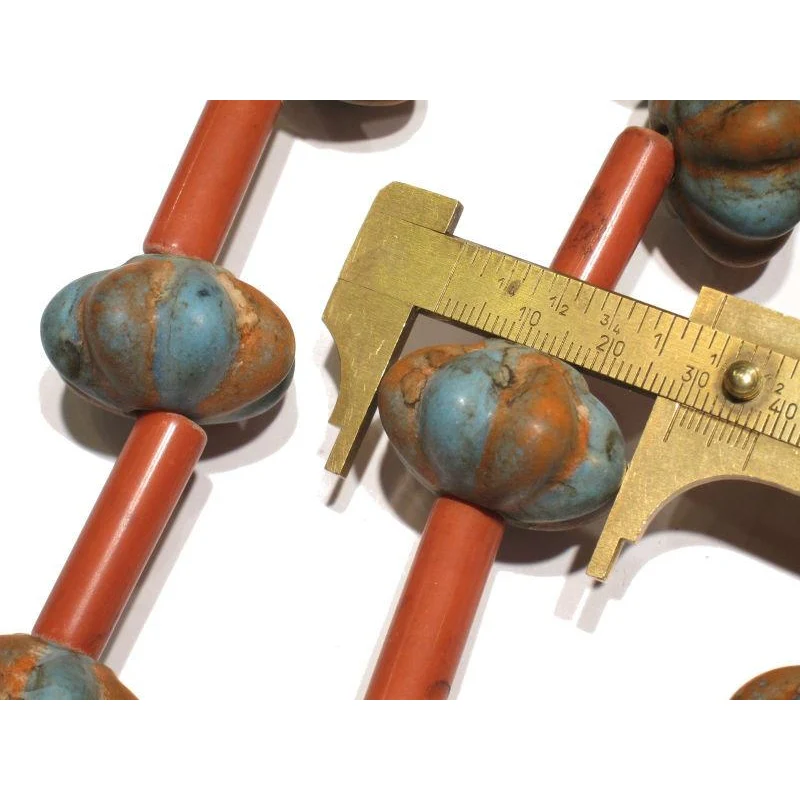 Tibetan Style "Coral and Turquoise Glass" Melon Bead Necklace/Strand or Loose - Image 9