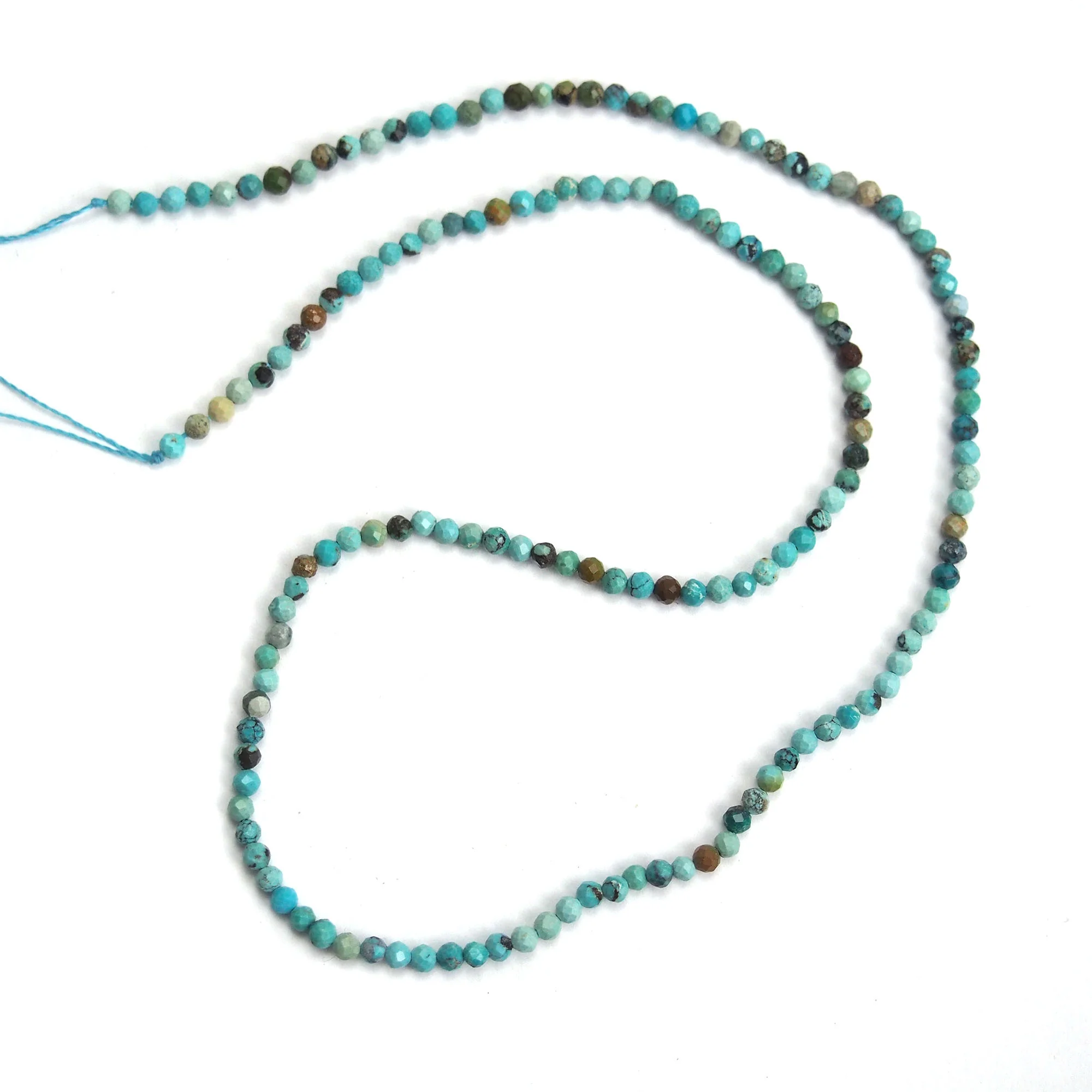 Tibetan Turquoise 2mm Faceted Rounds - Image 2