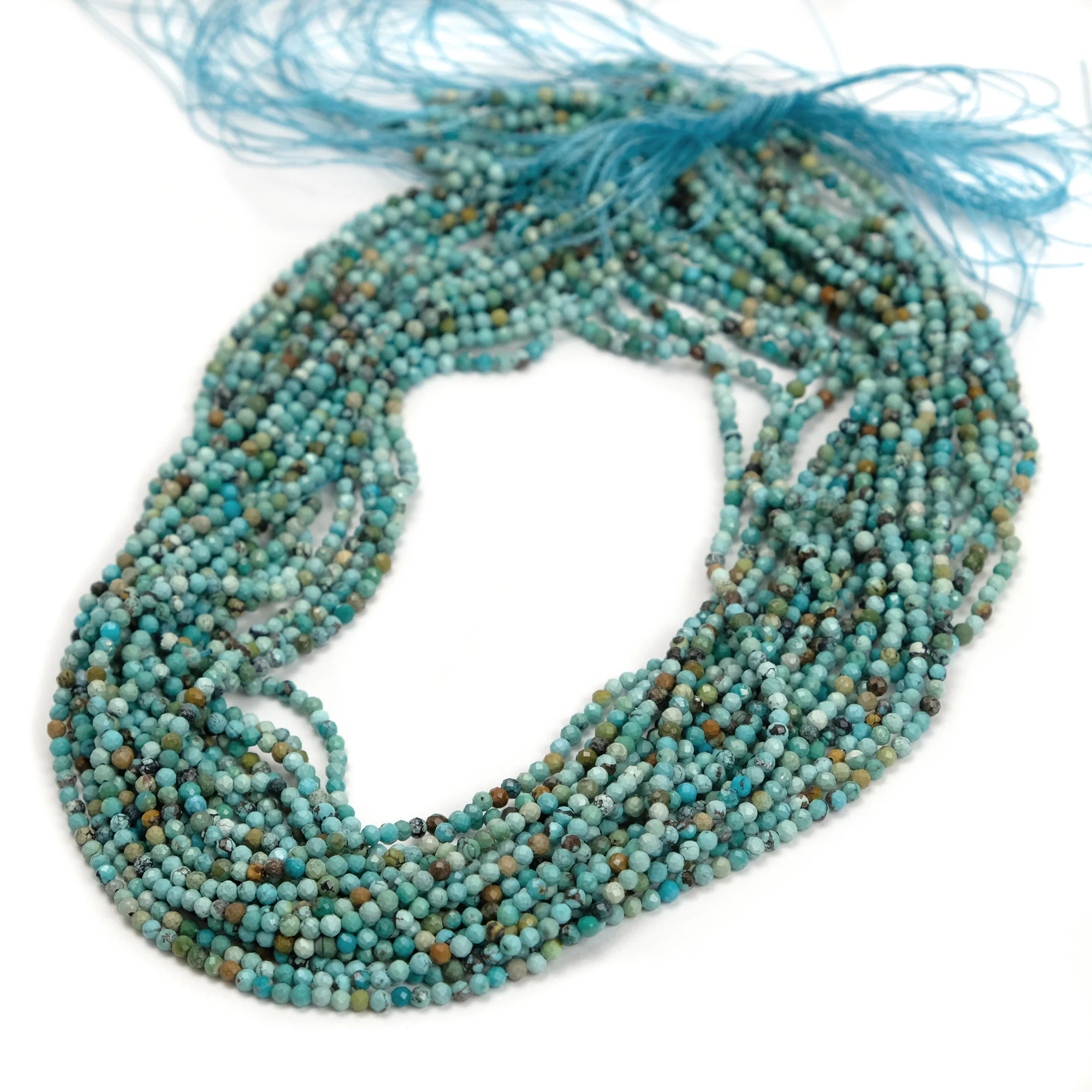 Tibetan Turquoise 2mm Faceted Rounds - Image 3