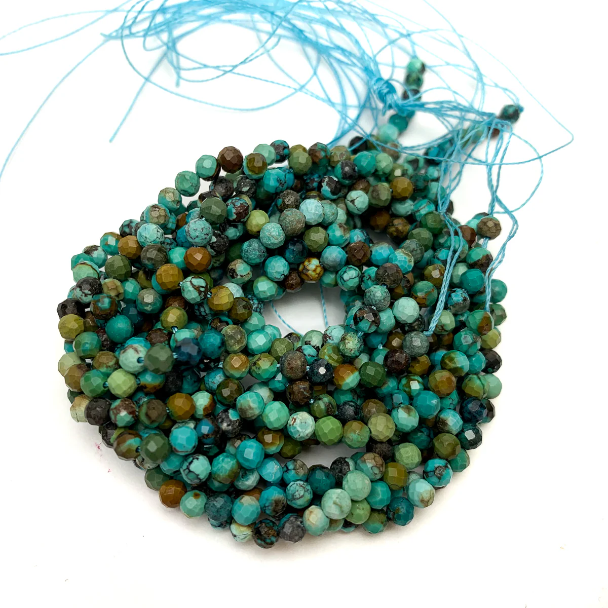 Tibetan Turquoise 3mm Faceted Rounds - Image 4