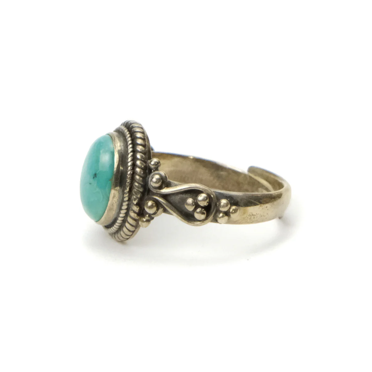 Tibetan Turquoise Sterling Silver Adjustable Ring 2 - Image 2
