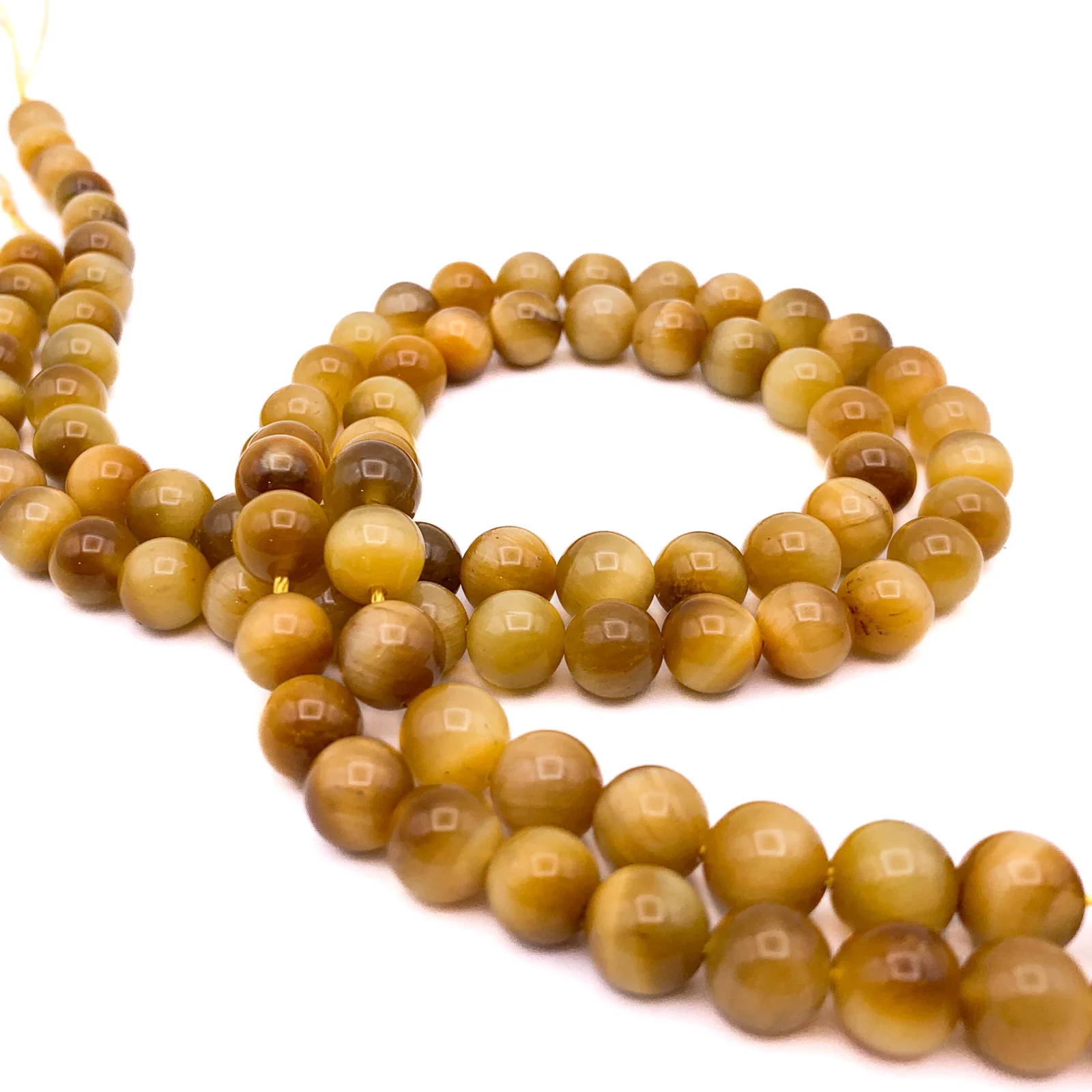 Tiger’s Eye Golden  8mm Smooth Rounds Bead Strand - Image 7