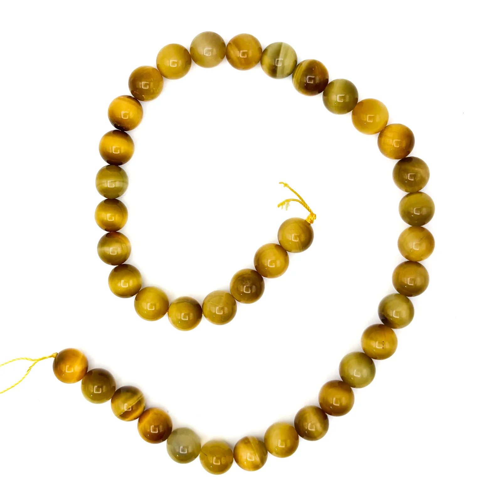 Tigers Eye Golden 12mm Smooth Rounds Bead Strand - Image 2