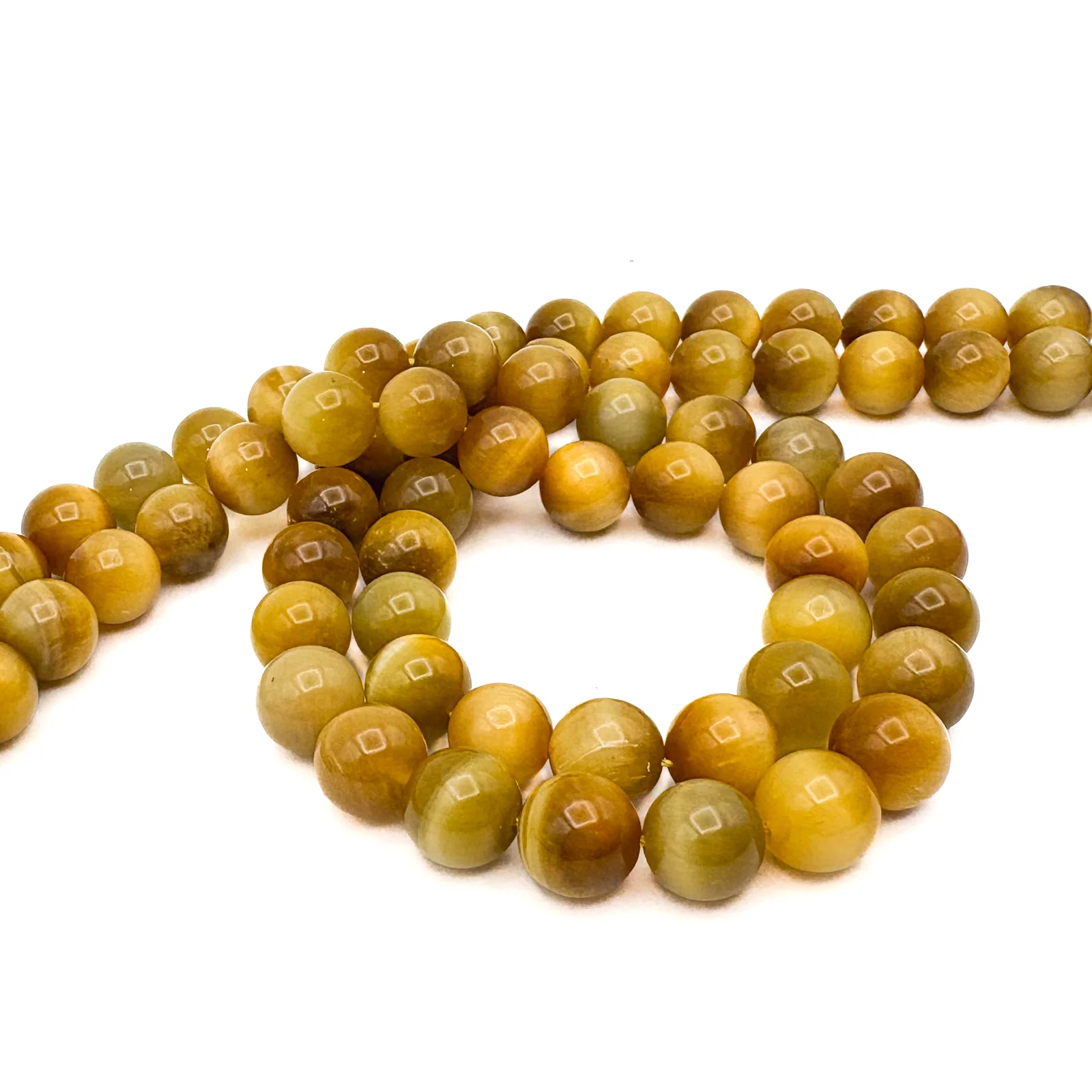 Tigers Eye Golden 12mm Smooth Rounds Bead Strand - Image 6