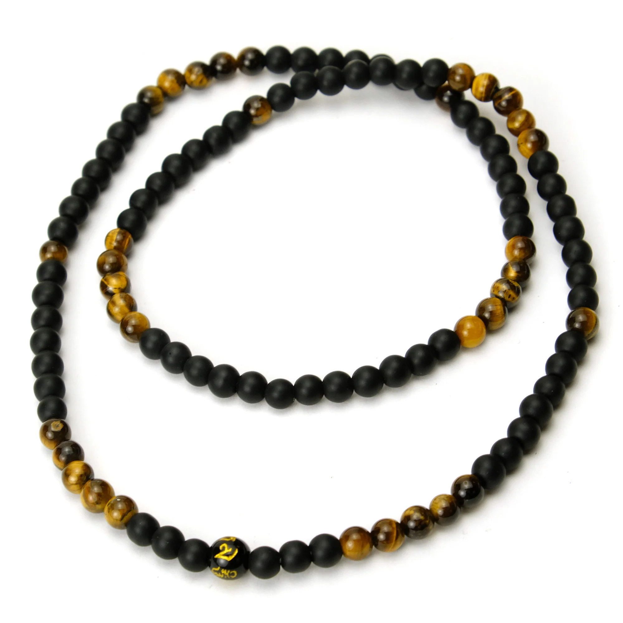 Tiger's eye and Matte Onyx 6mm Mala #80 - Image 3