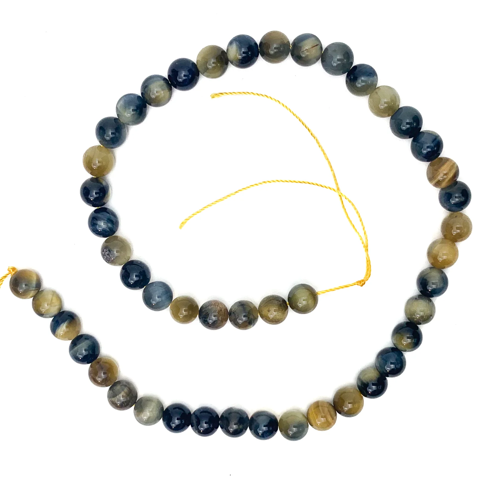 Tiger's Eye Blue / Golden  8mm Smooth Rounds Bead Strand - Image 2