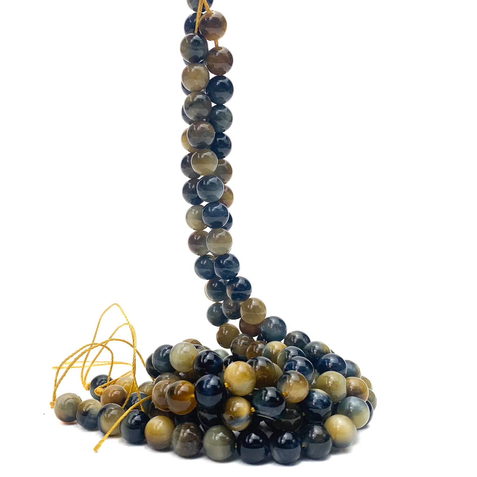 Tiger's Eye Blue / Golden  8mm Smooth Rounds Bead Strand - Image 4