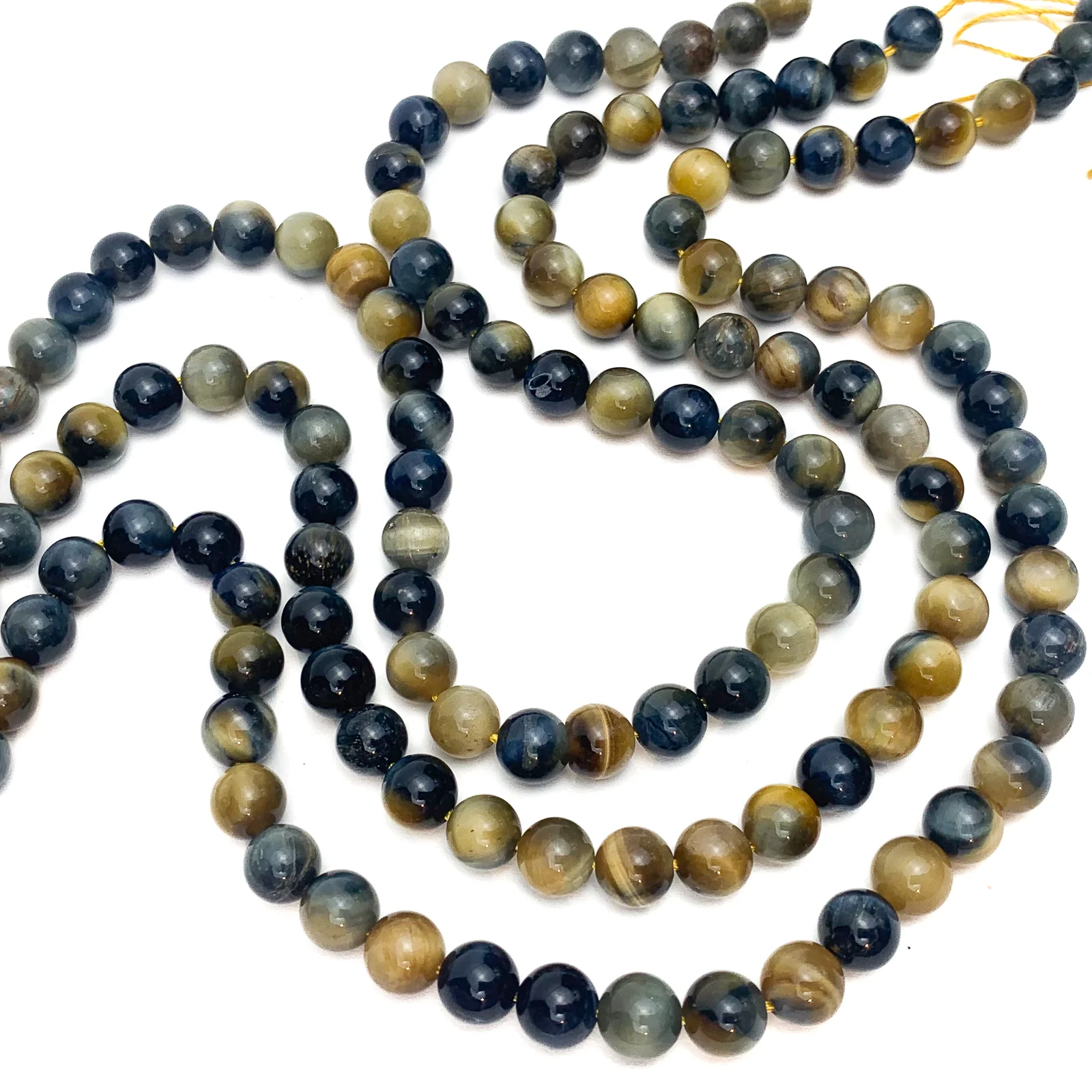 Tiger's Eye Blue / Golden  8mm Smooth Rounds Bead Strand - Image 6