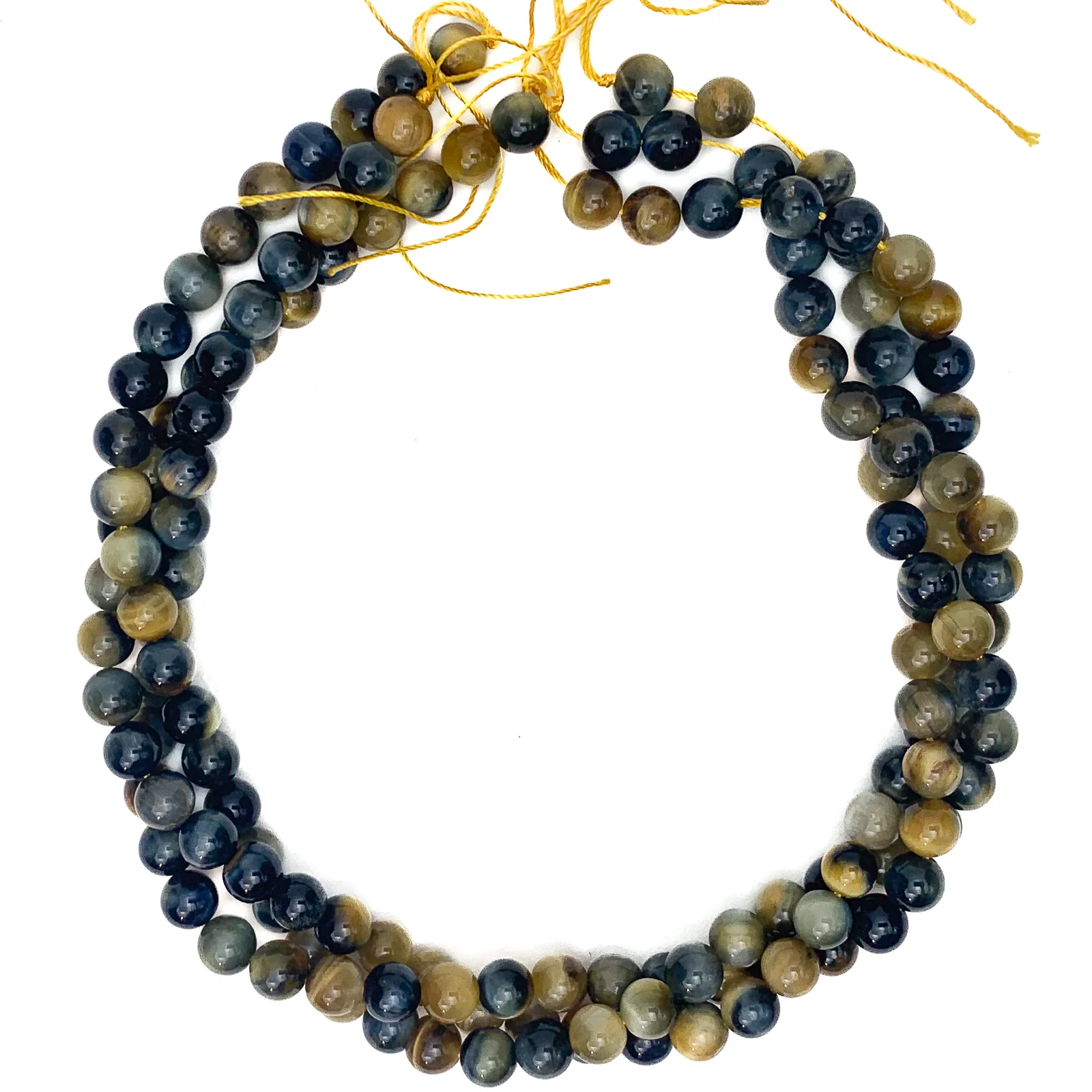 Tiger's Eye Blue / Golden  8mm Smooth Rounds Bead Strand - Image 7