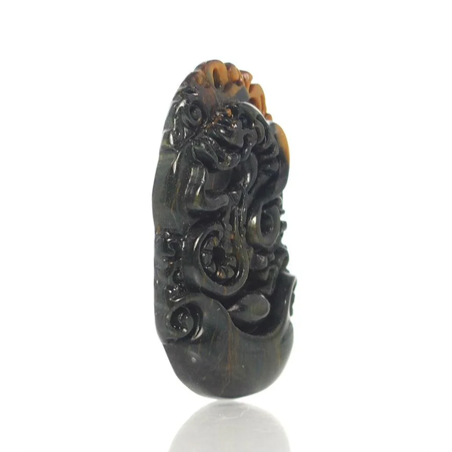 Tiger's Eye Chinese Zodiac Pendant, Snake - Image 3