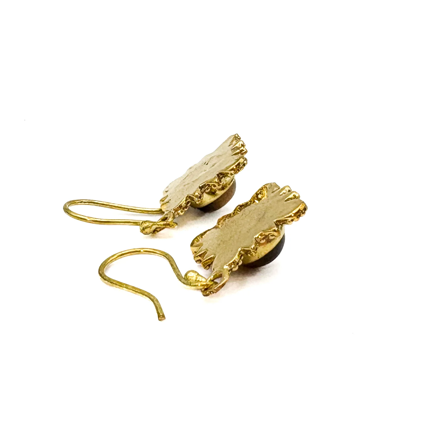 Tiger's Eye Compass Brass Earrings - Image 6