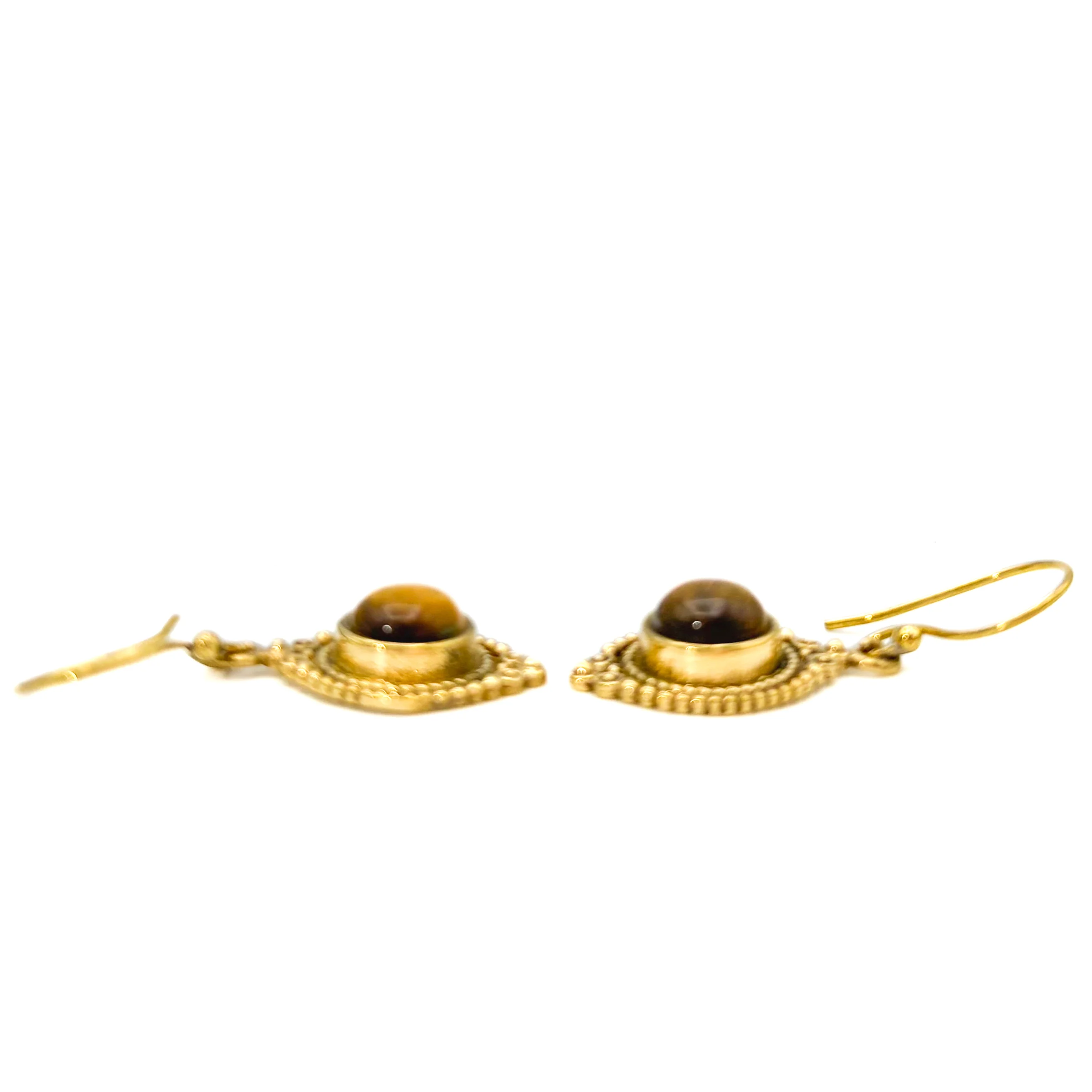 Tiger's Eye Dots Connect Us Brass Earrings - Image 5