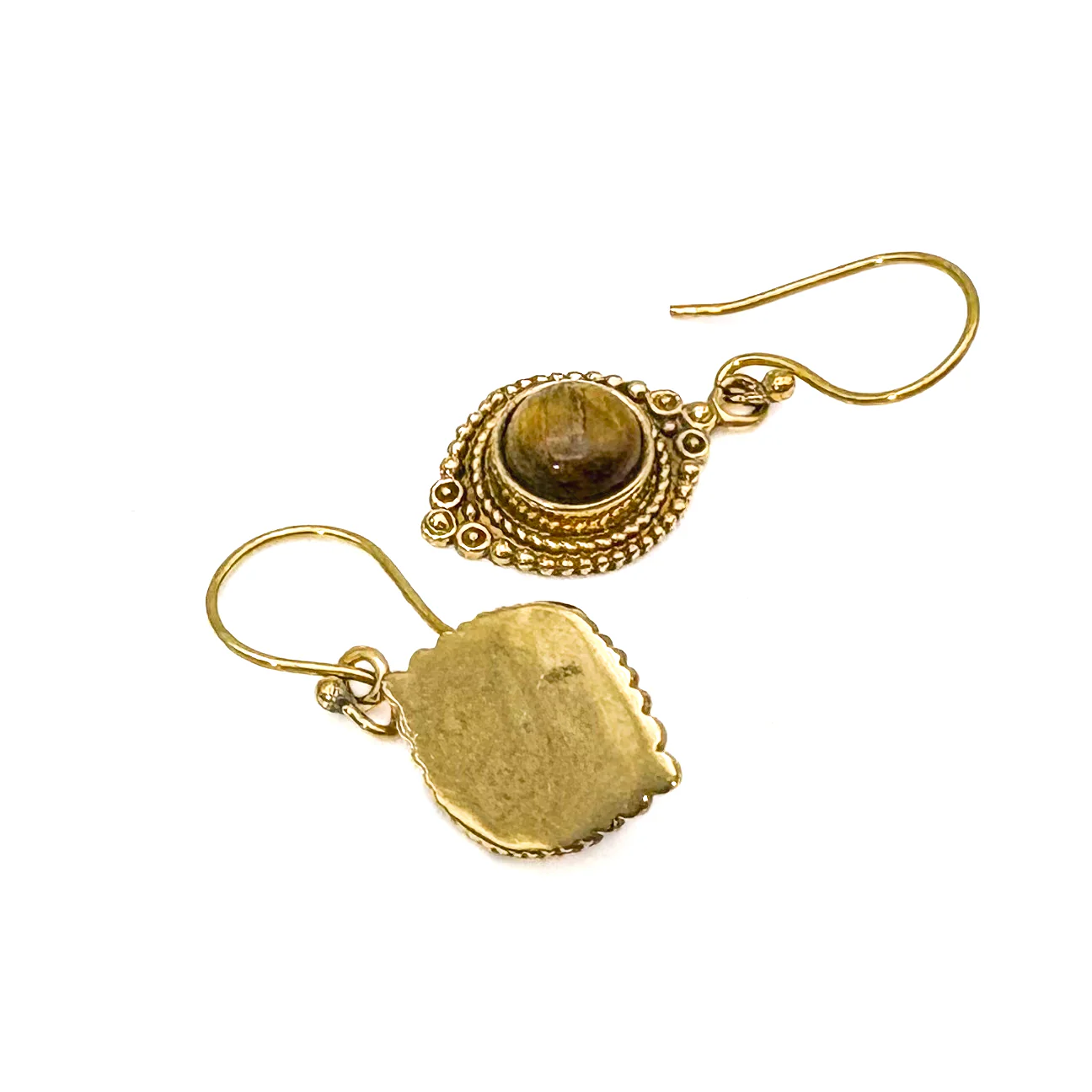 Tiger's Eye Dots Connect Us Brass Earrings - Image 6