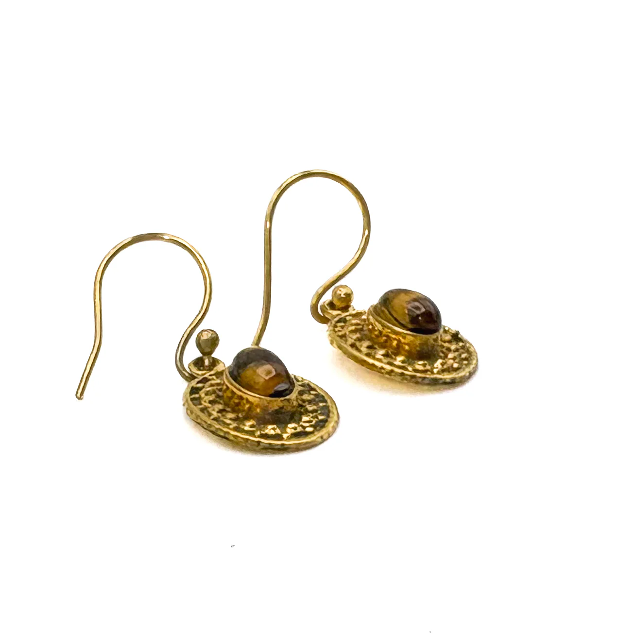 Tiger's Eye Dots & Ovals Brass Earrings - Image 3