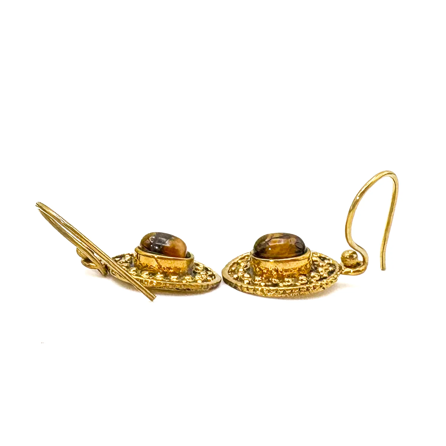 Tiger's Eye Dots & Ovals Brass Earrings - Image 5