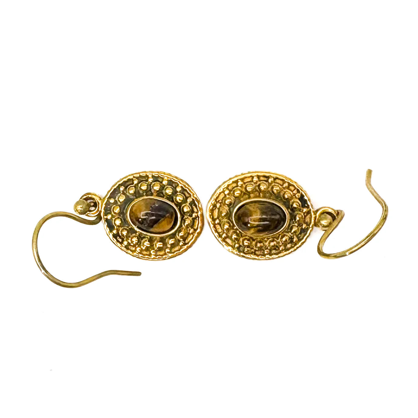 Tiger's Eye Dots & Ovals Brass Earrings - Image 7