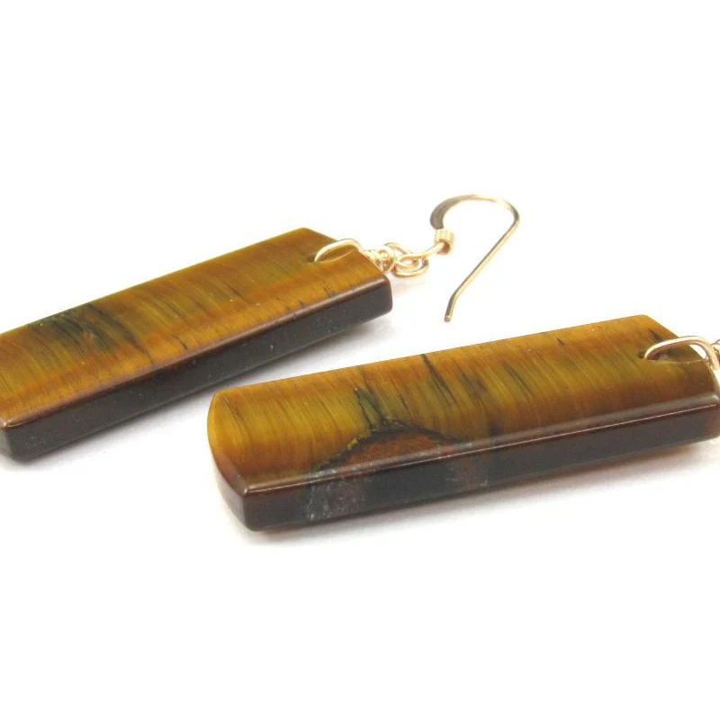 Tiger's Eye Earrings with Gold Filled French Ear Wires - Image 3