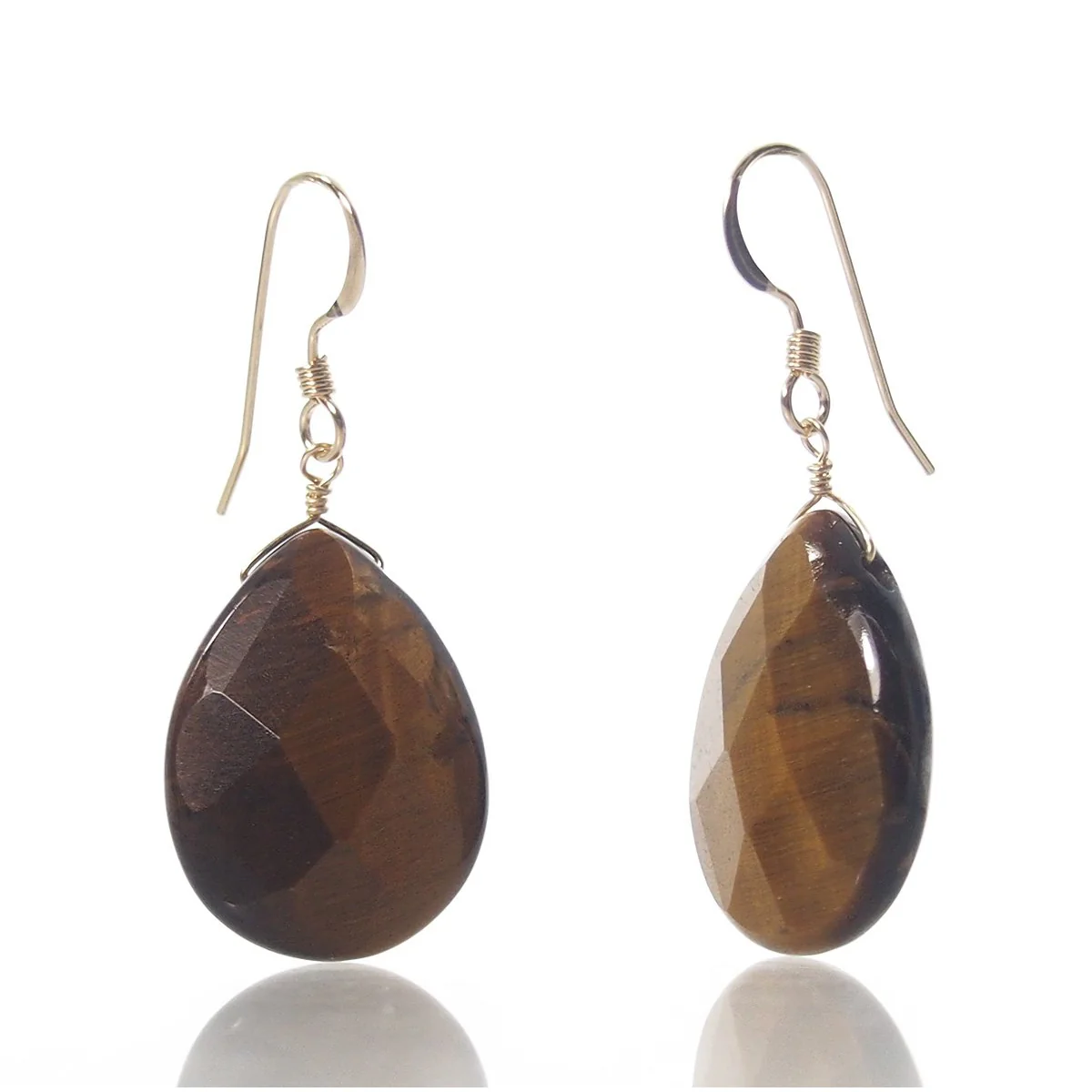 Tiger's Eye Earrings with Gold Filled French Earwires - Image 2