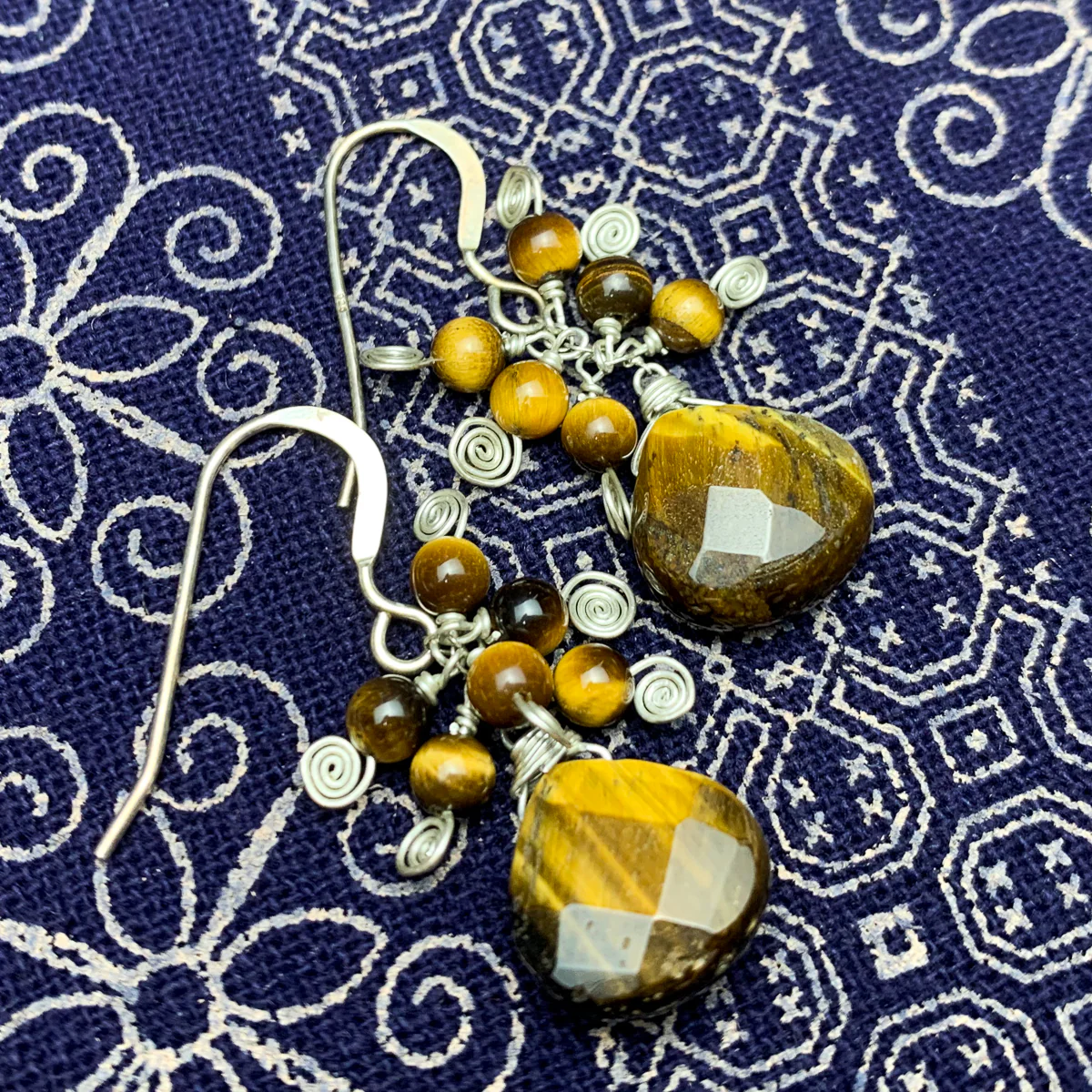 Tiger's Eye Earrings With Sterling Silver French Earwires - Image 2