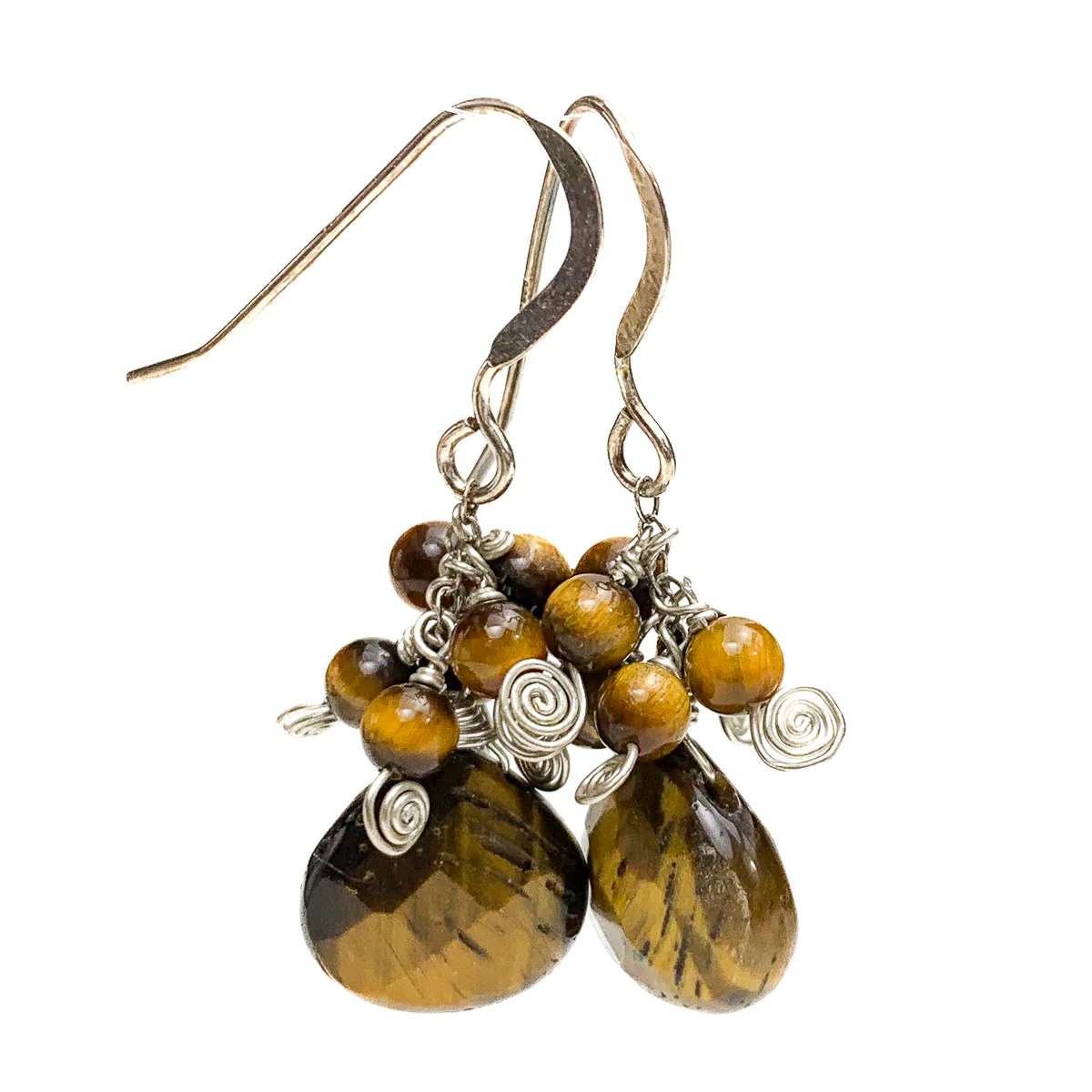 Tiger's Eye Earrings With Sterling Silver French Earwires - Image 3