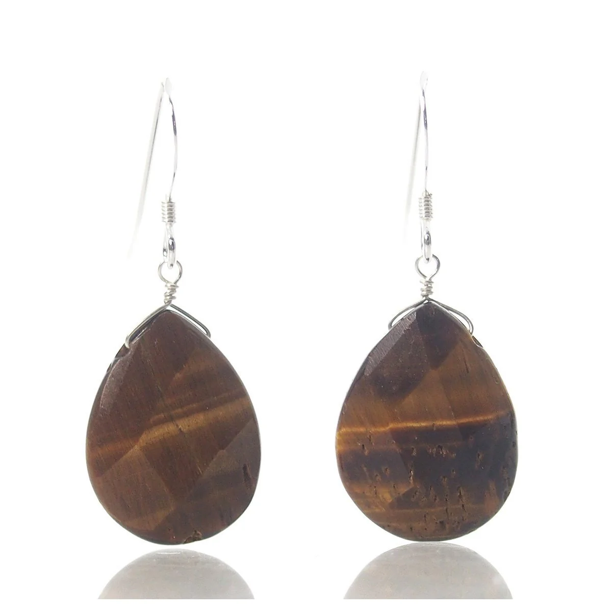 Tiger's Eye Earrings with Sterling Silver French Earwires - Image 2
