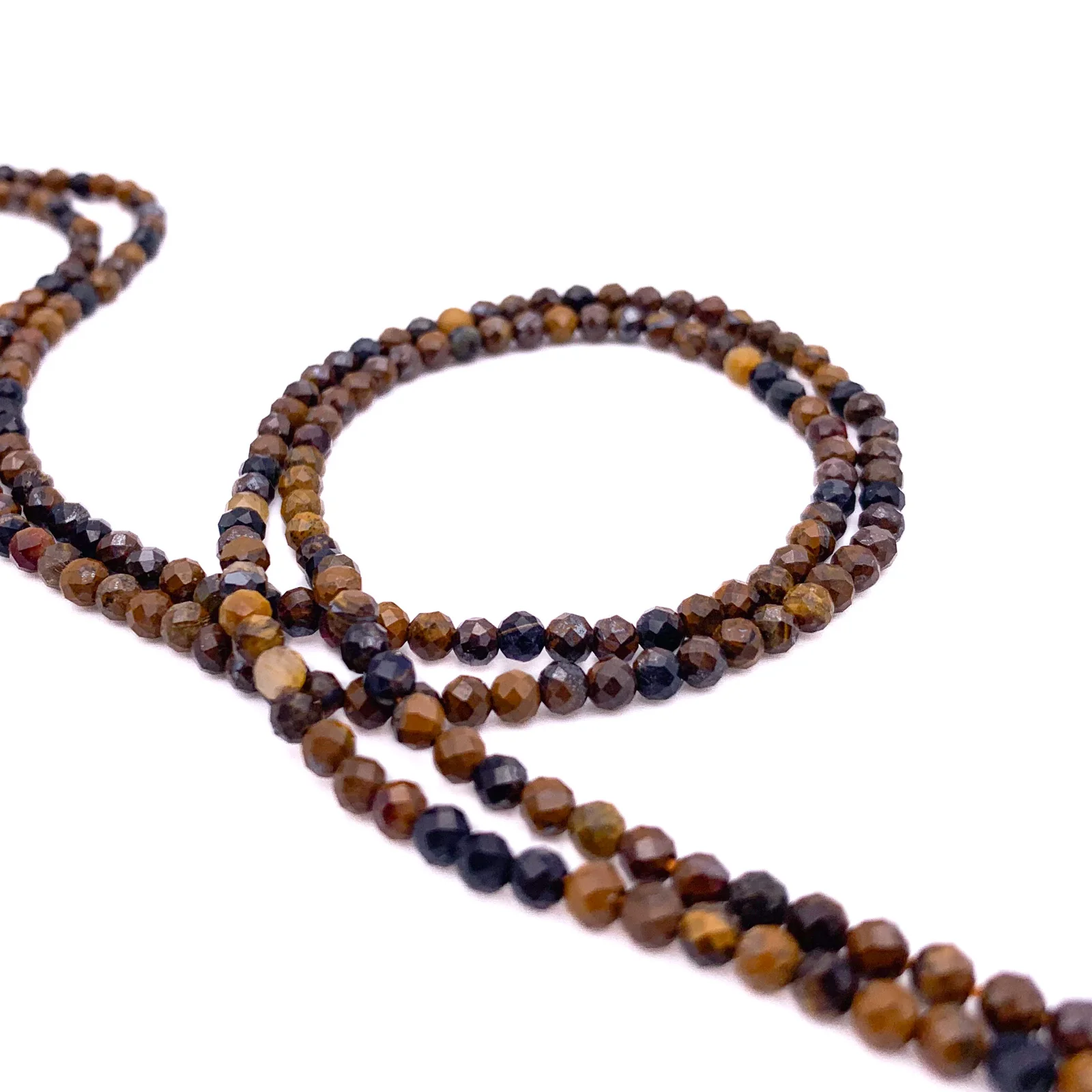 Tiger's Eye Golden Blue 3.5mm Faceted Rounds Bead Strand - Image 3