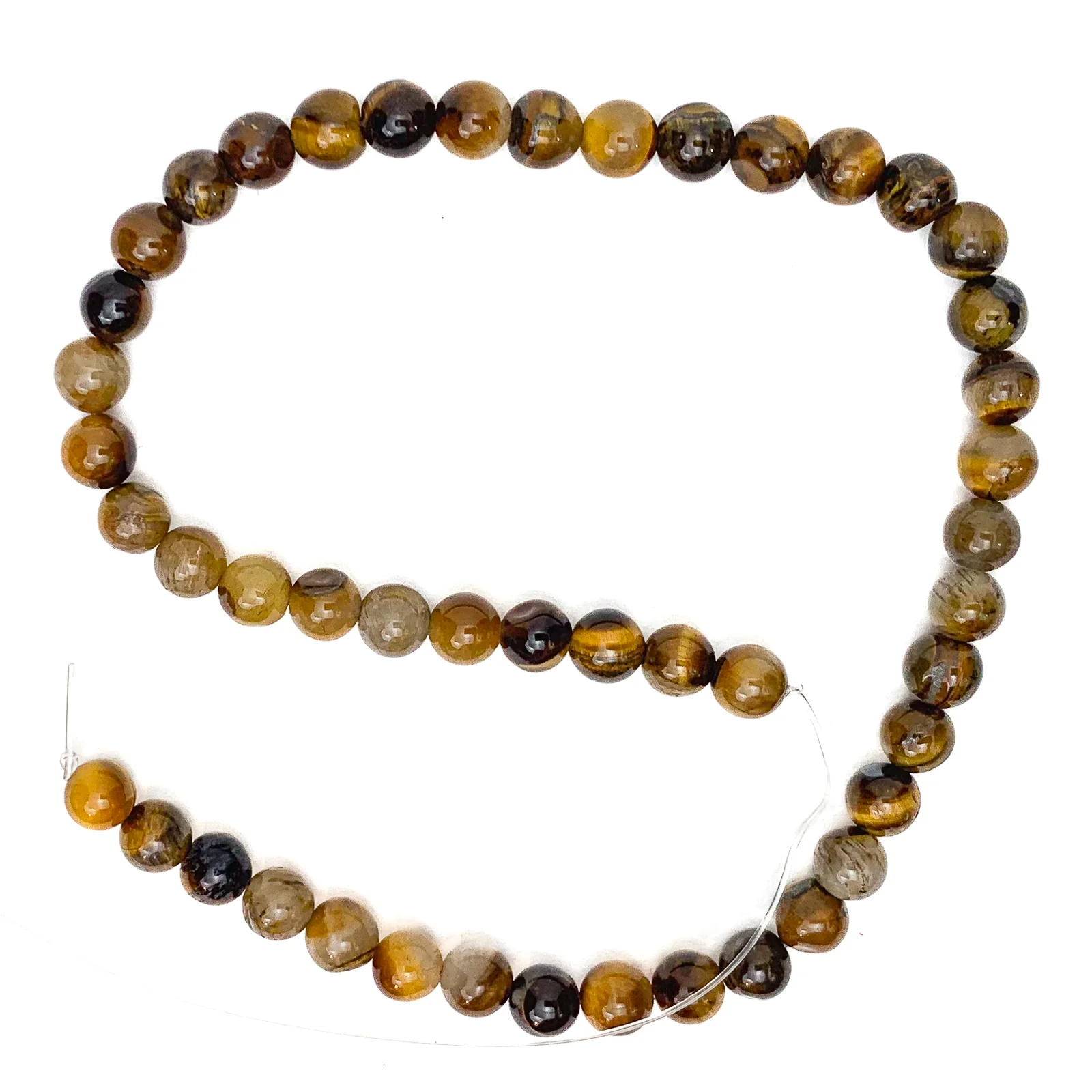 Tigers Eye / Iron 8mm Smooth Rounds Bead Strand - Image 2