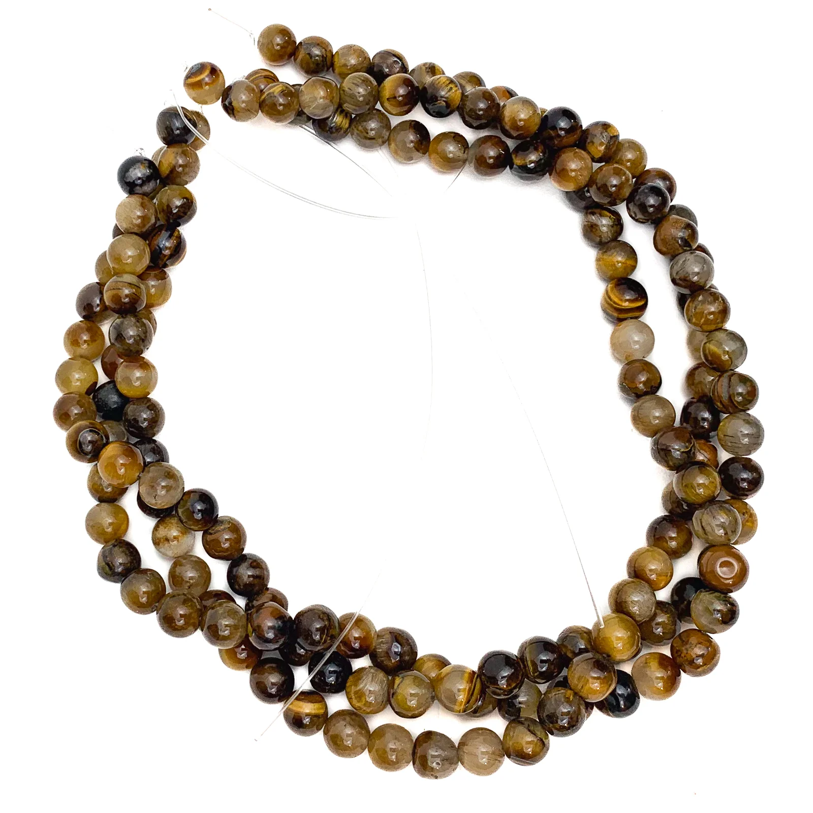 Tigers Eye / Iron 8mm Smooth Rounds Bead Strand - Image 4