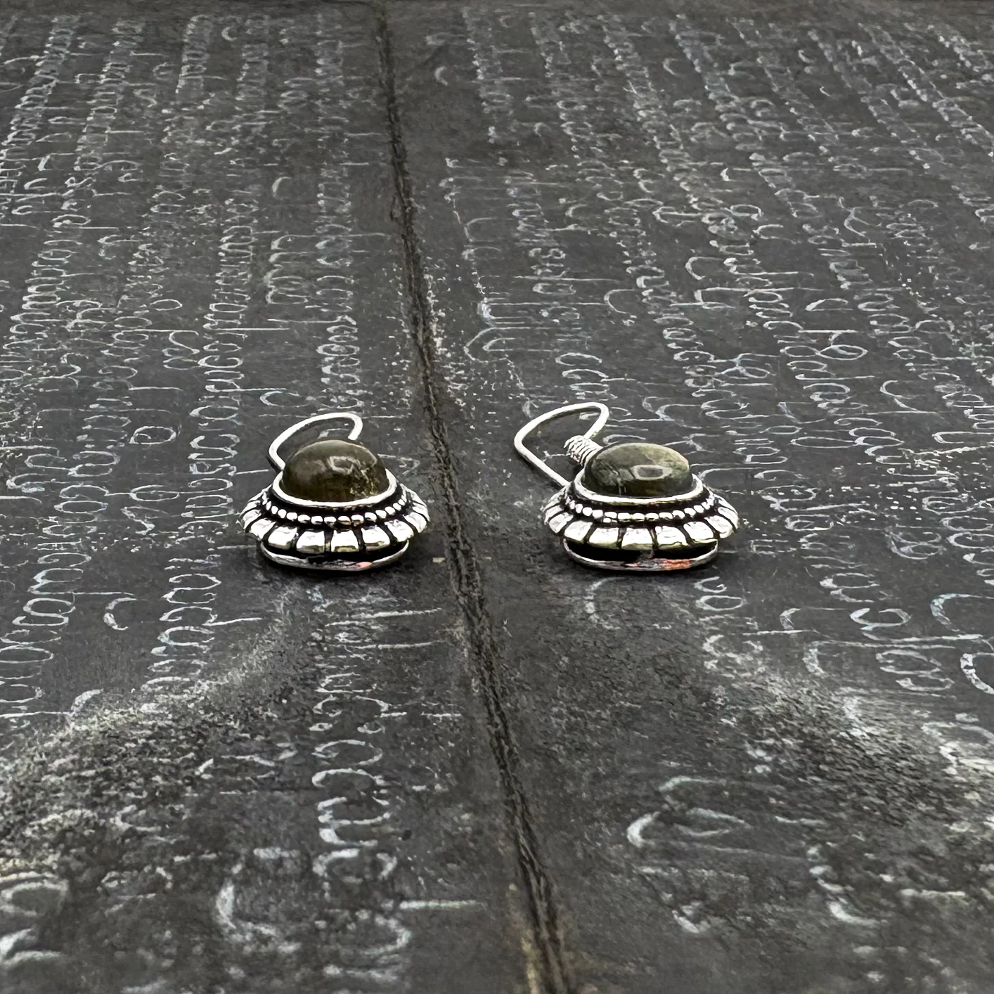 Tiger's Eye Large Teardrop White Brass Earrings - Image 7